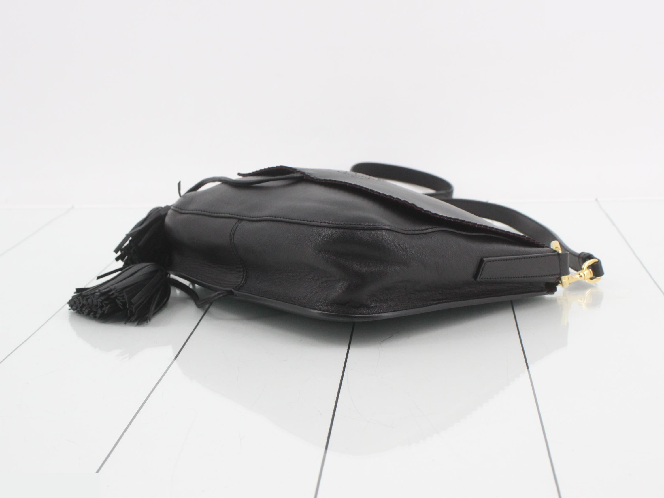 Anagram Shoulder Bag, Leather, Black — view 6