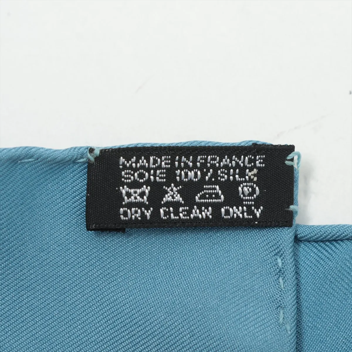Carre 40 AUX PAYS DES EPICES (Land of Spices) Scarf, Silk, Blue-Gray, with some wear, — view 6