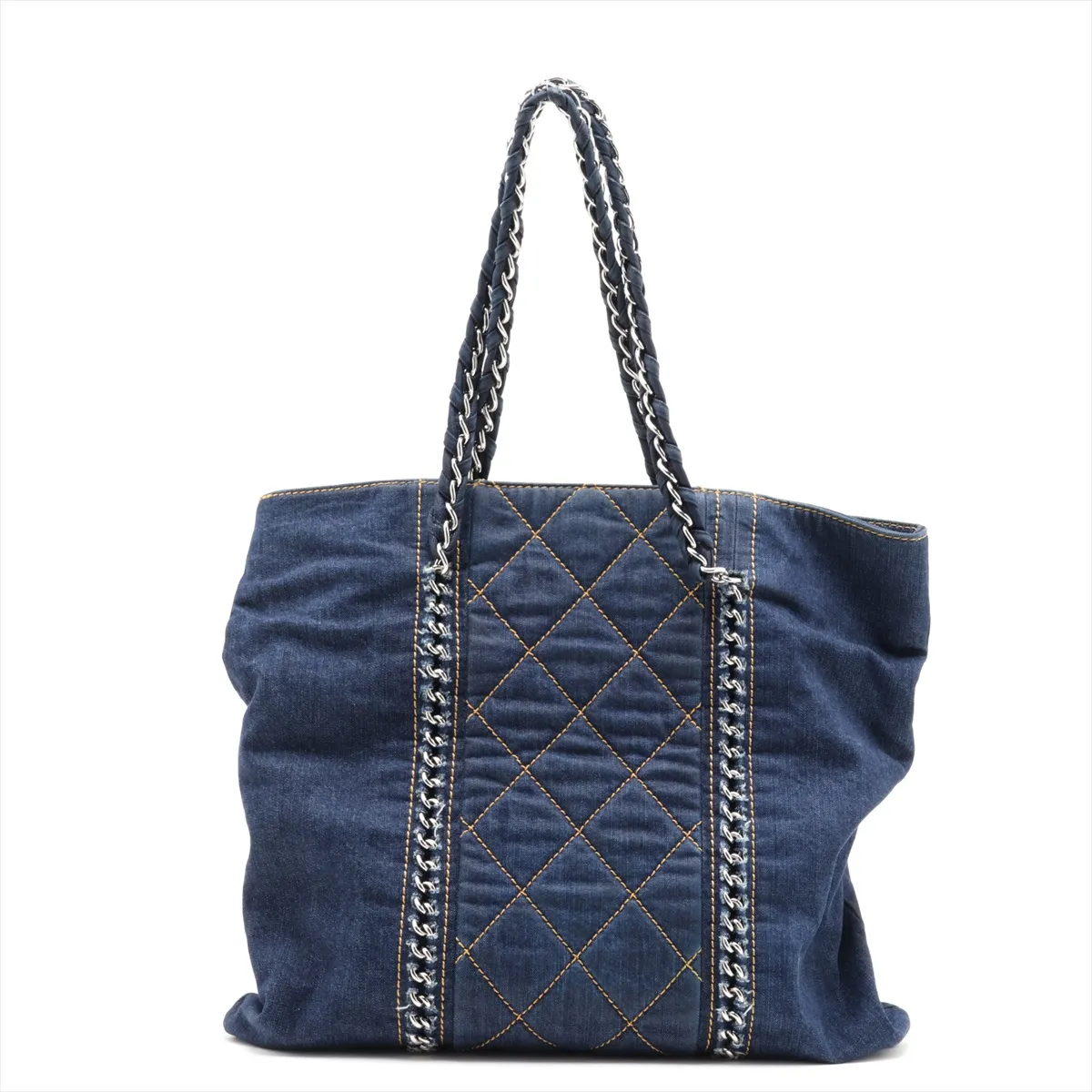 Luxury Line Denim Chain Tote Bag, Blue, Silver Hardware, 10682528 (Serial Number in the 10s) — view 2