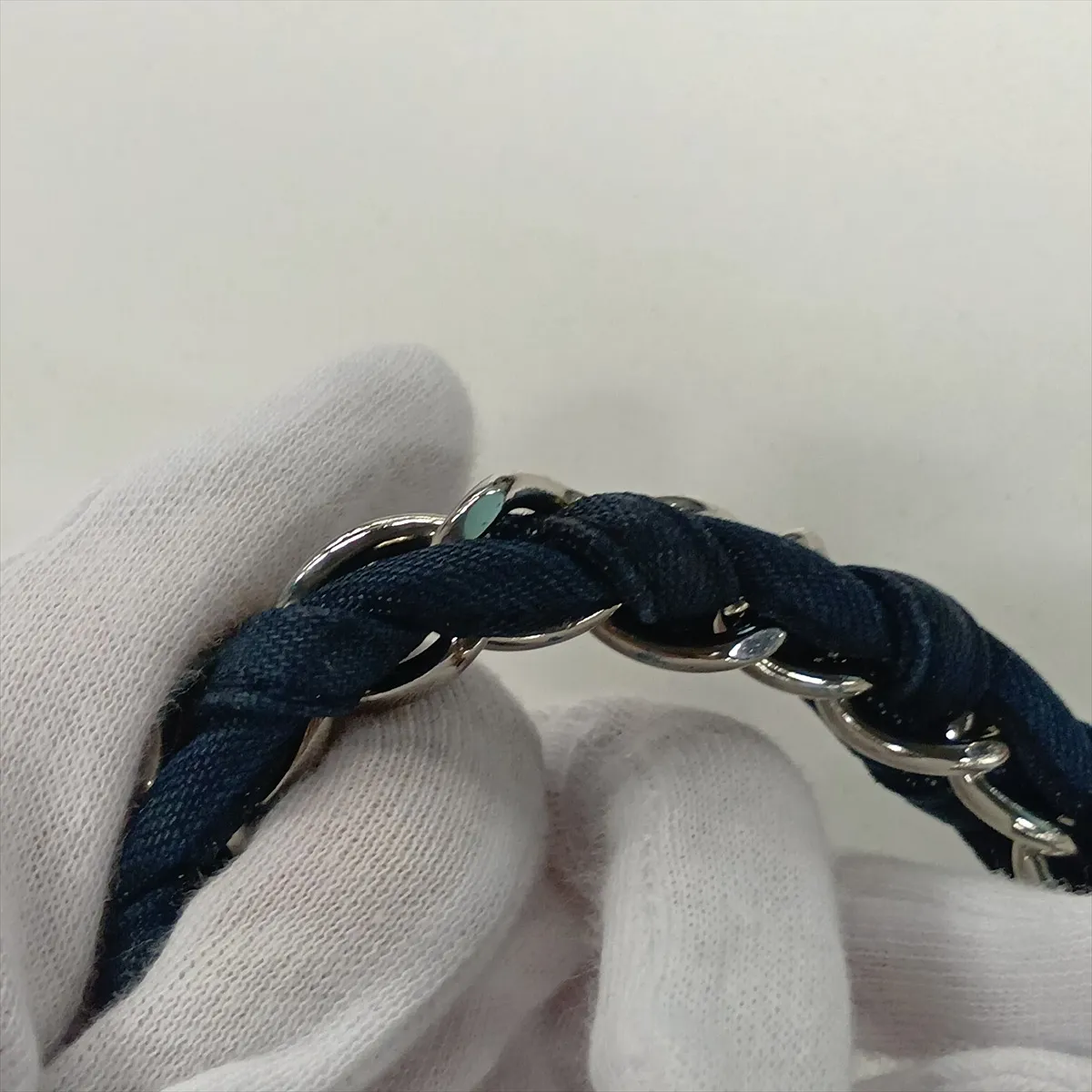 Luxury Line Denim Chain Tote Bag, Blue, Silver Hardware, 10682528 (Serial Number in the 10s) — view 12