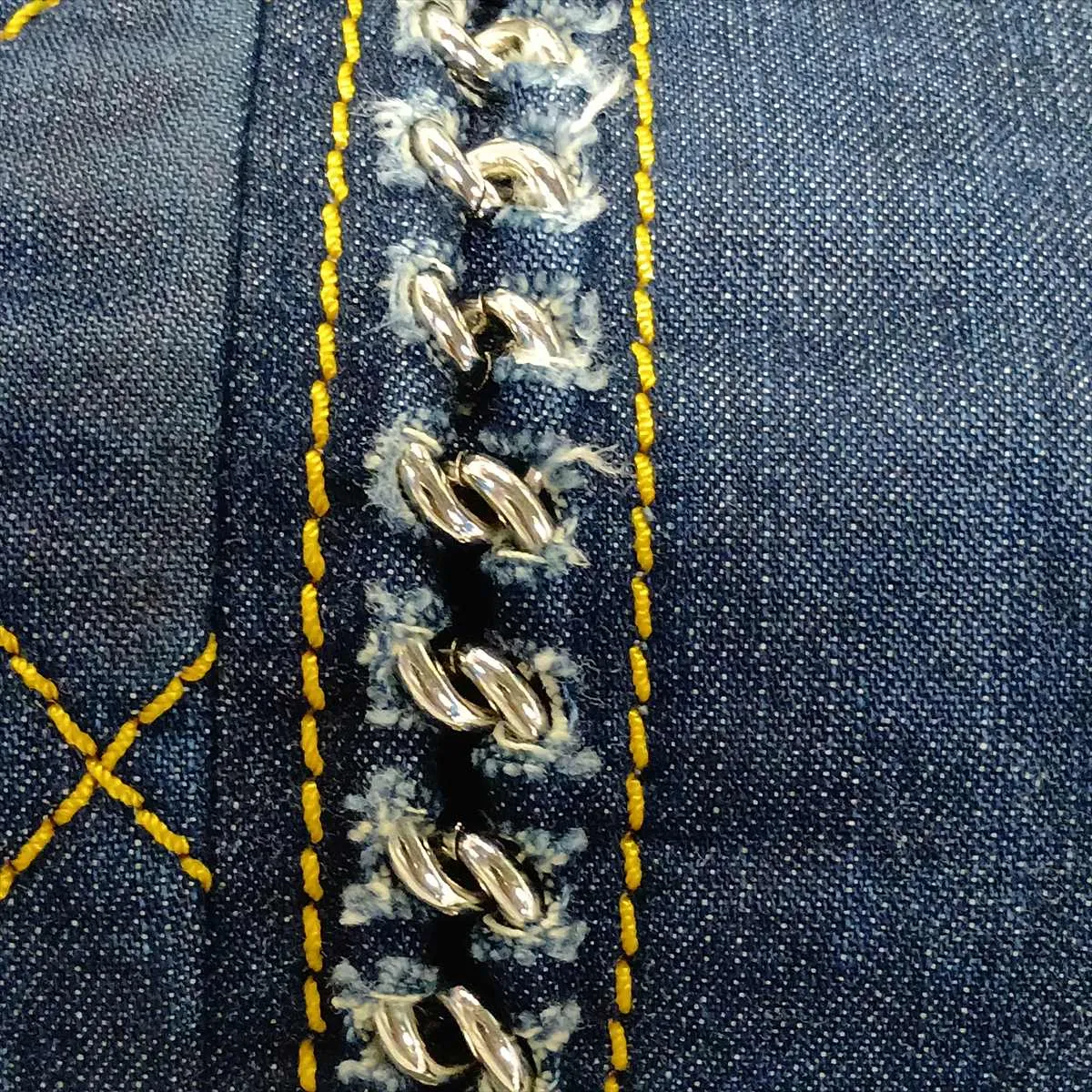 Luxury Line Denim Chain Tote Bag, Blue, Silver Hardware, 10682528 (Serial Number in the 10s) — view 14