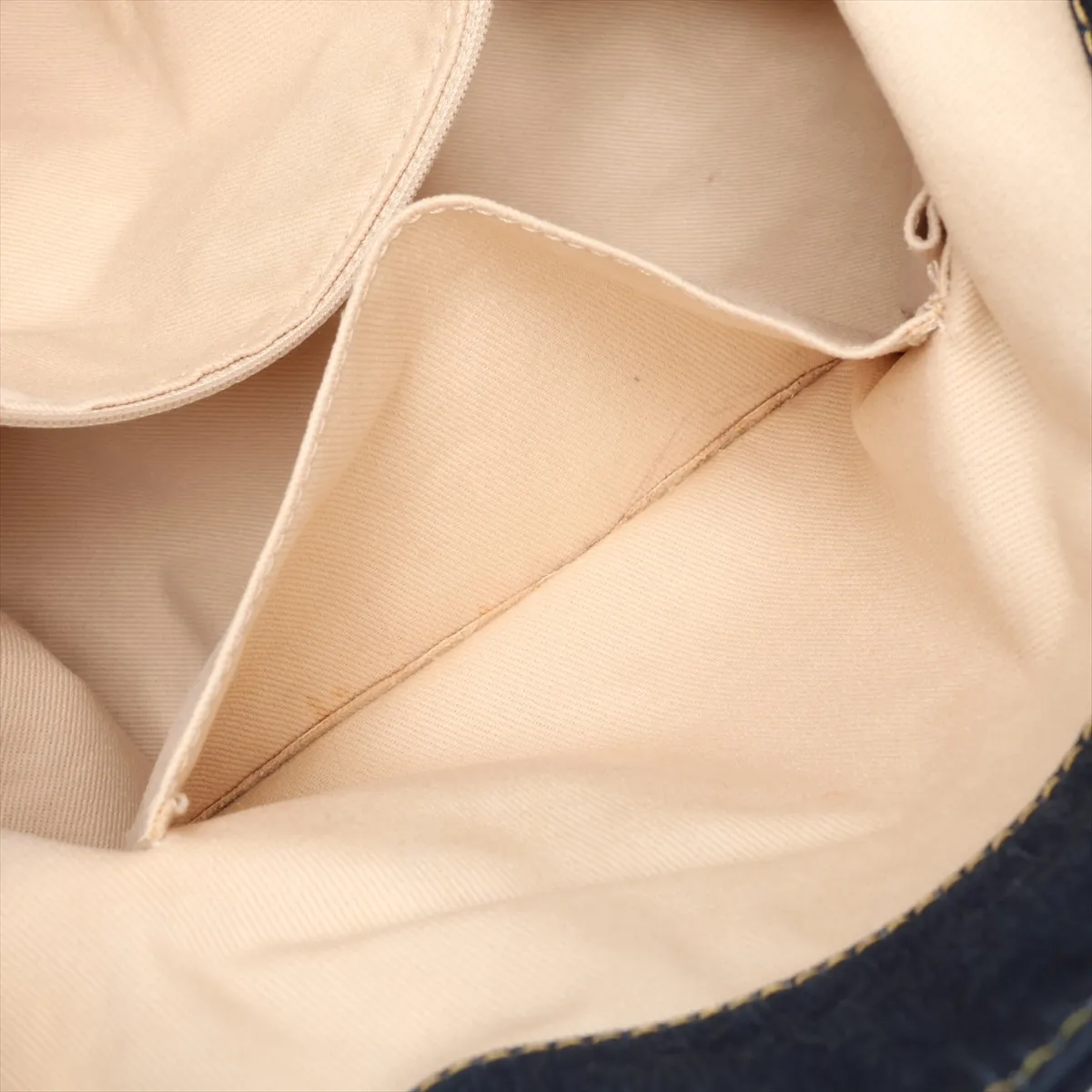 Luxury Line Denim Chain Tote Bag, Blue, Silver Hardware, 10682528 (Serial Number in the 10s) — view 9