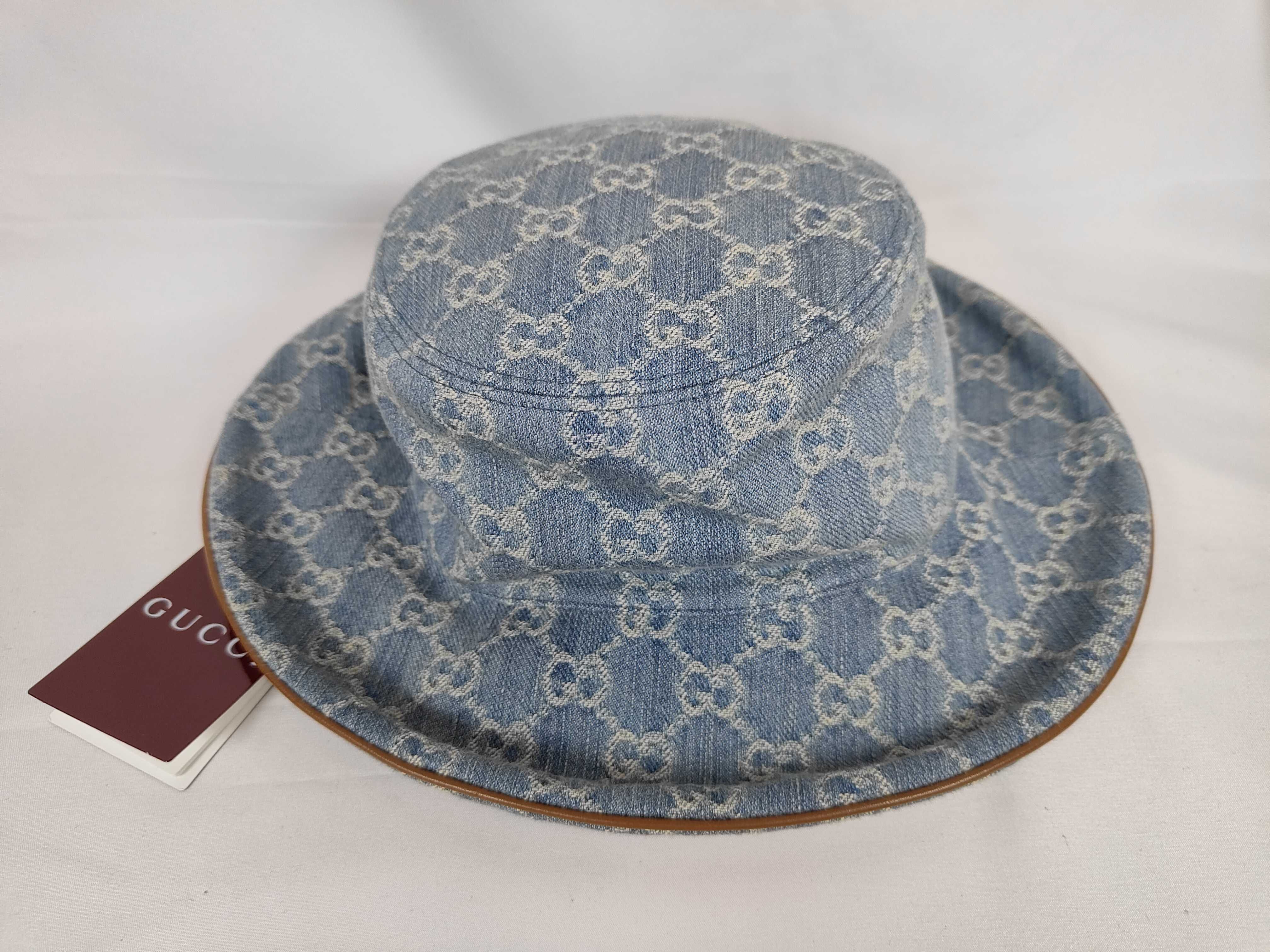 GG denim bucket hat, size M, other accessories. — view 4