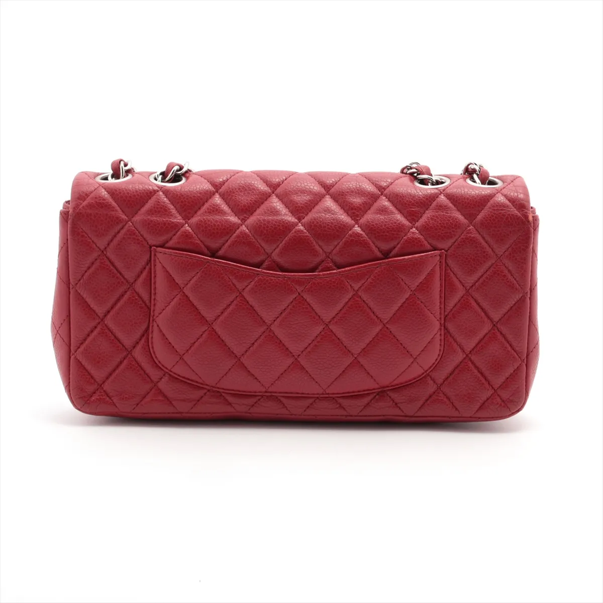 Matelasse caviar skin single flap double chain bag red silver hardware 14889157 14th series — view 2