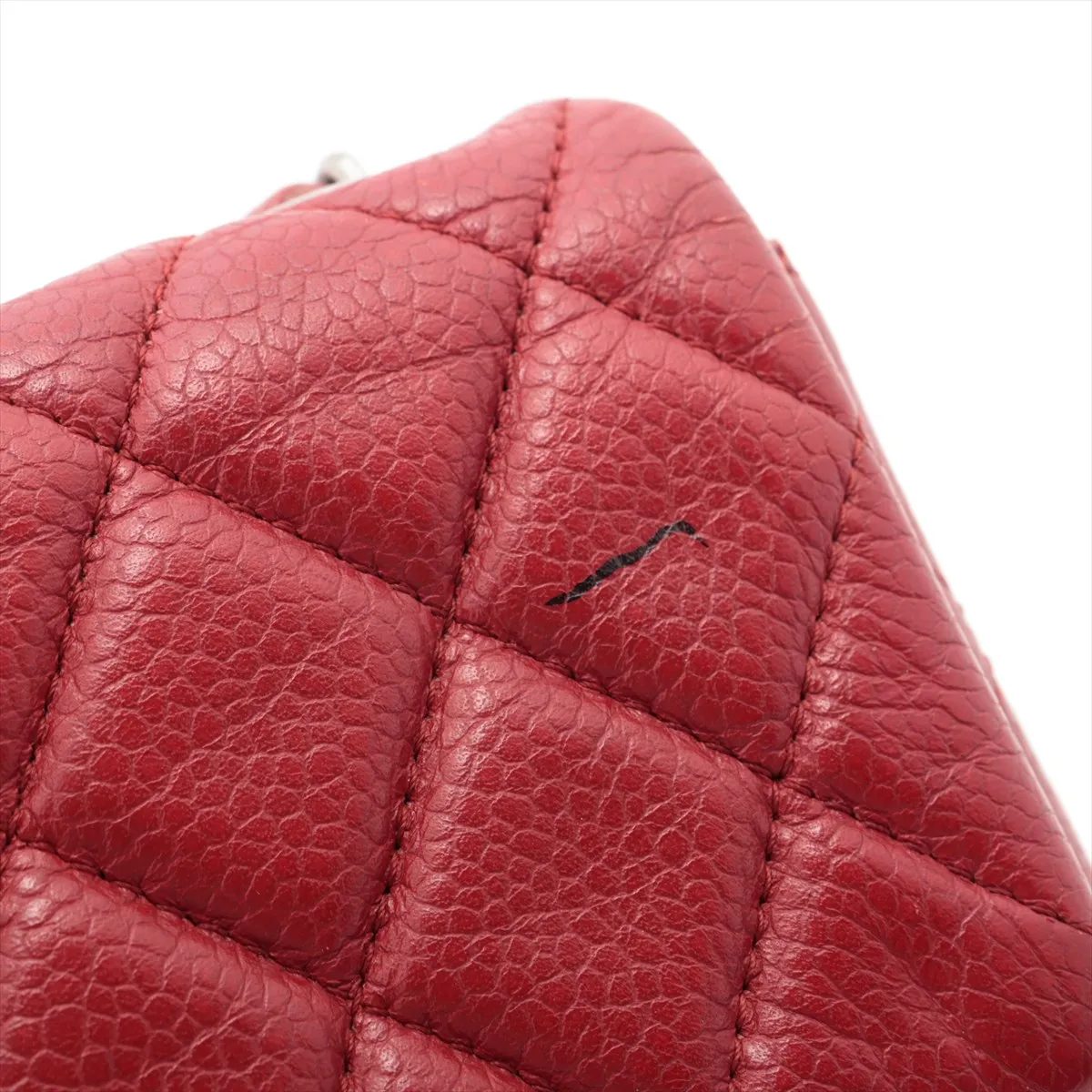 Matelasse caviar skin single flap double chain bag red silver hardware 14889157 14th series — view 13
