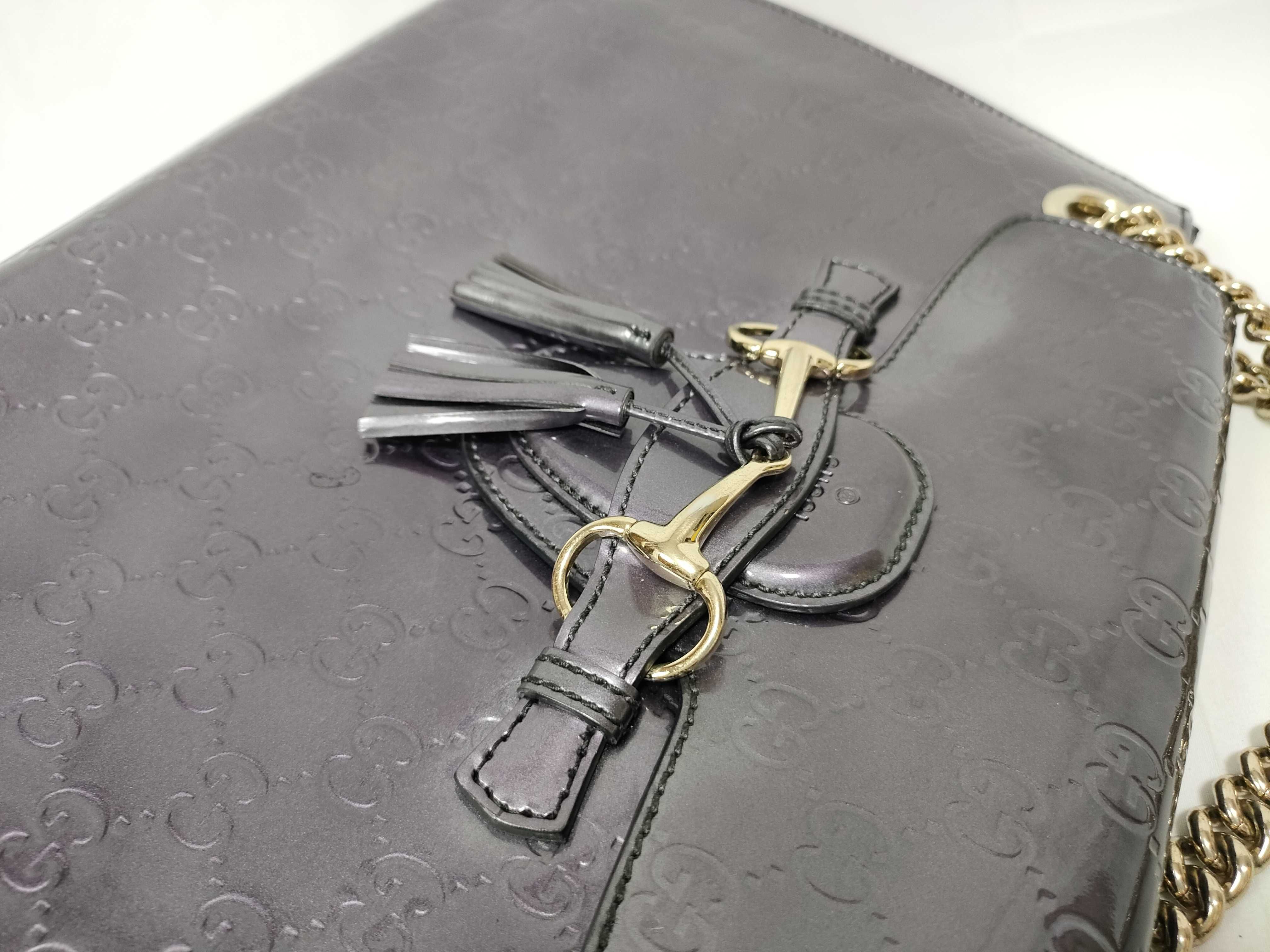 (Gucci) Guccissima Horsebit Emily Patent Leather Chain Shoulder Bag Purple Shoulder Bag — view 8