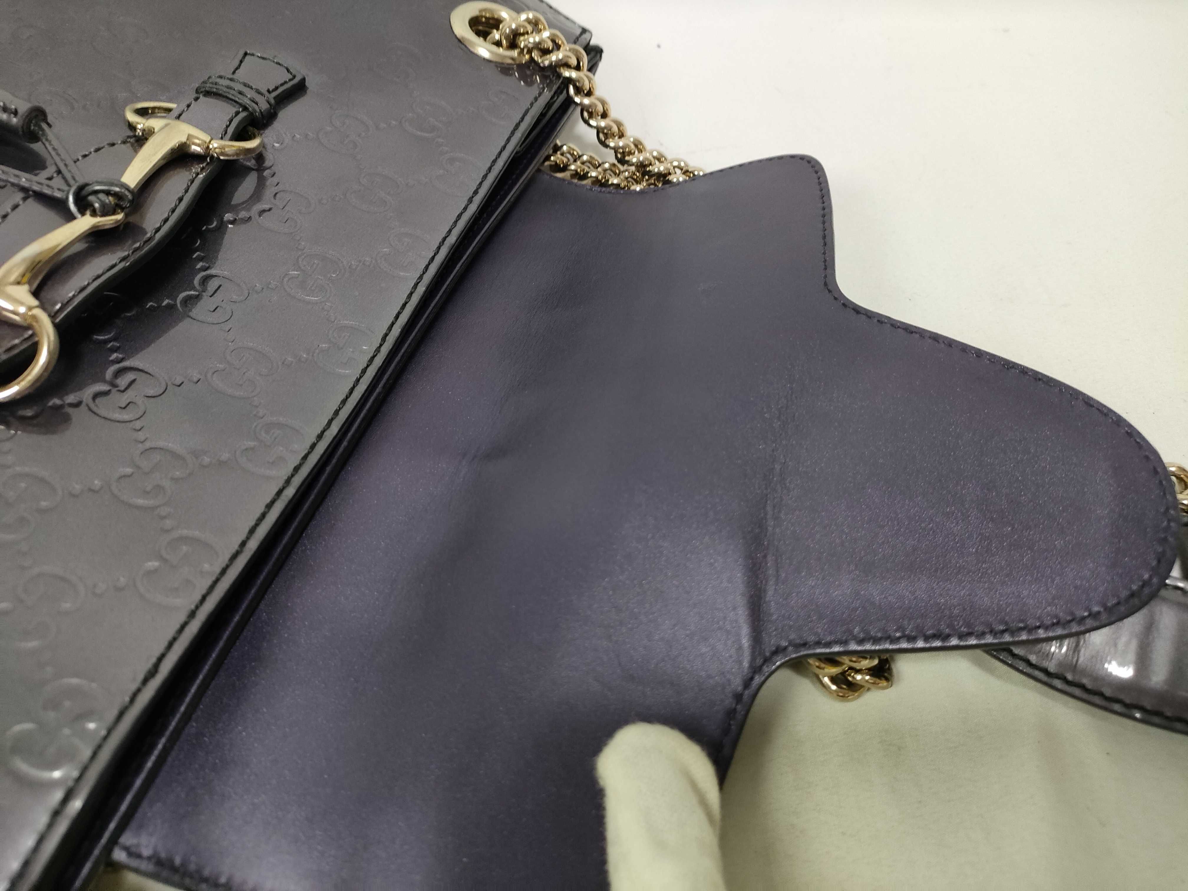 (Gucci) Guccissima Horsebit Emily Patent Leather Chain Shoulder Bag Purple Shoulder Bag — view 9