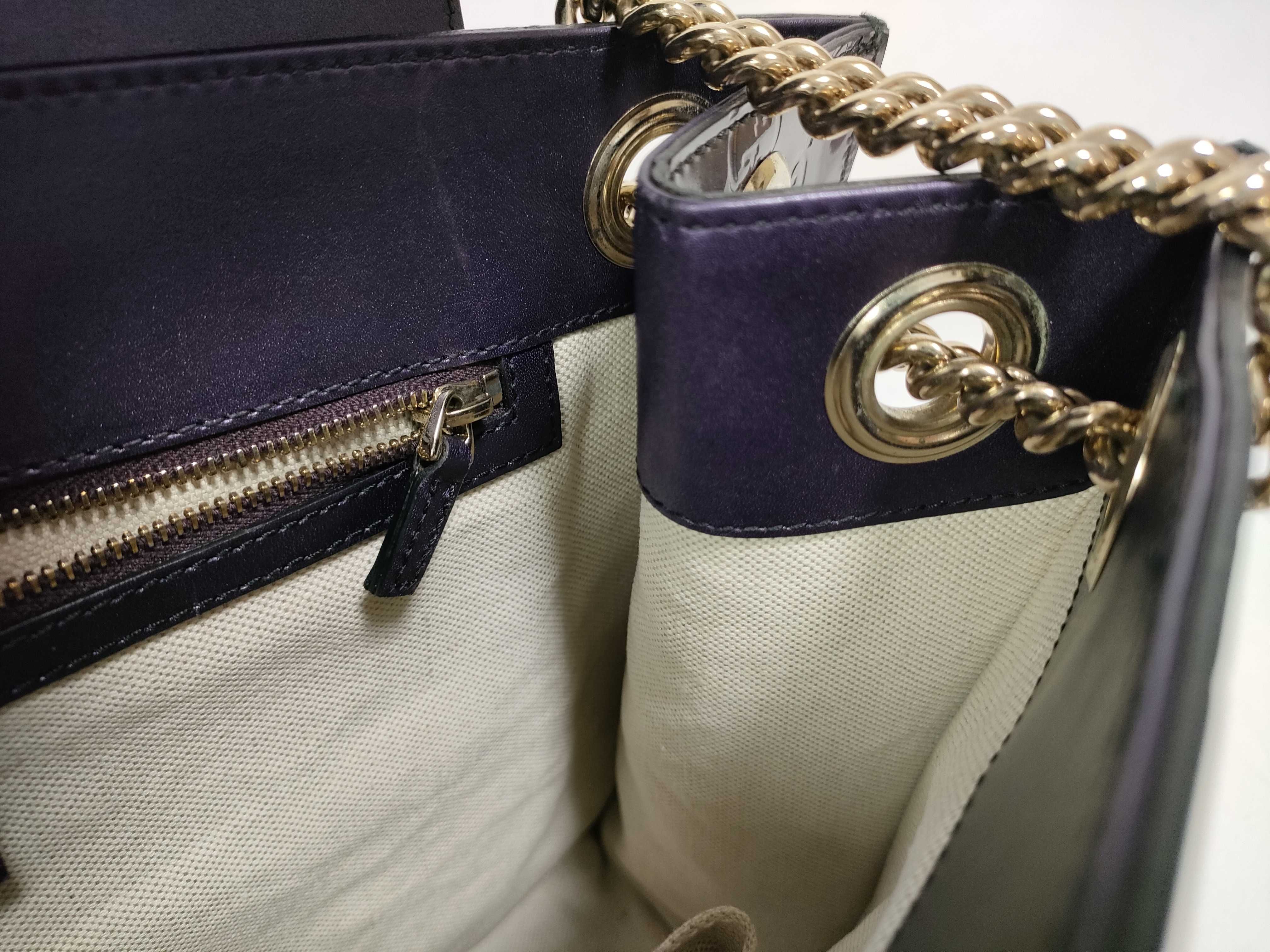 (Gucci) Guccissima Horsebit Emily Patent Leather Chain Shoulder Bag Purple Shoulder Bag — view 10