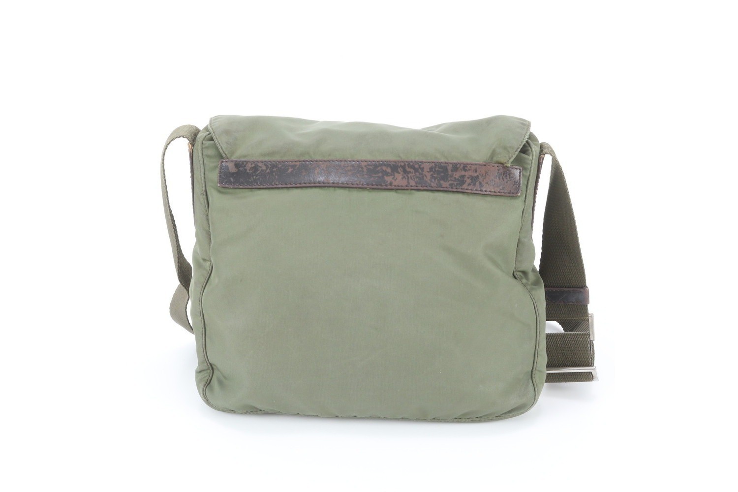 Tessuto Nylon Triangle Logo Leather Shoulder Bag (Crossbody) — view 3