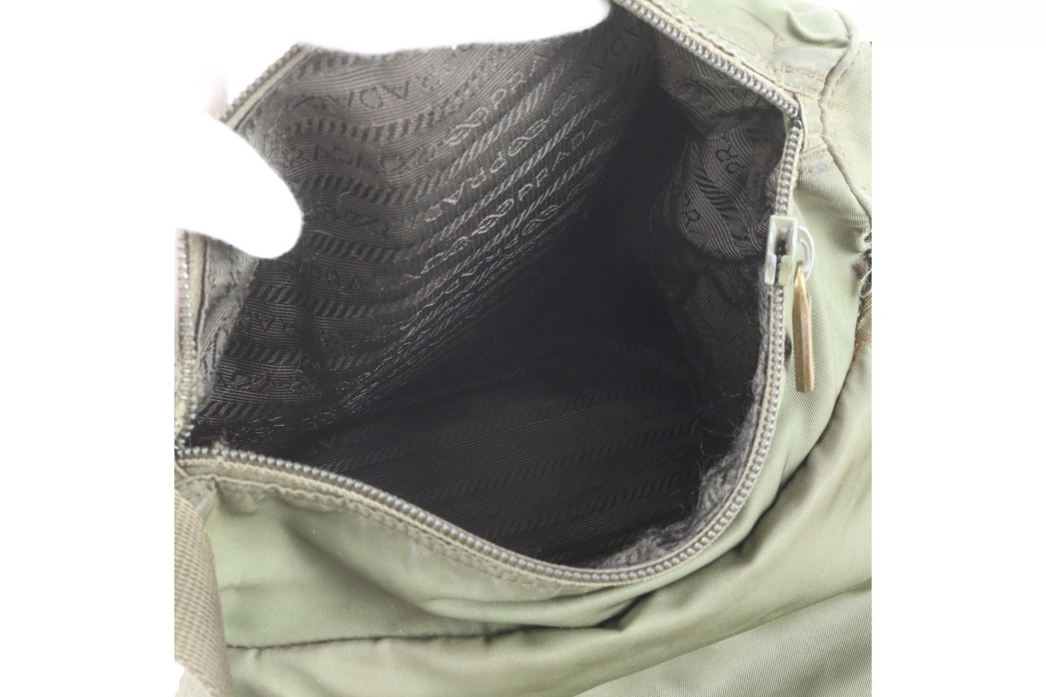 Tessuto Nylon Triangle Logo Leather Shoulder Bag (Crossbody) — view 7