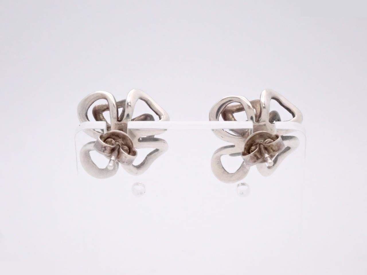 Camellia motif earrings vintage 925/4.2g — view 2