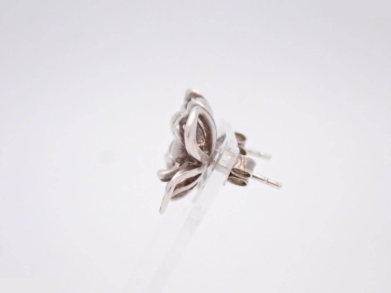 Camellia motif earrings vintage 925/4.2g — view 3
