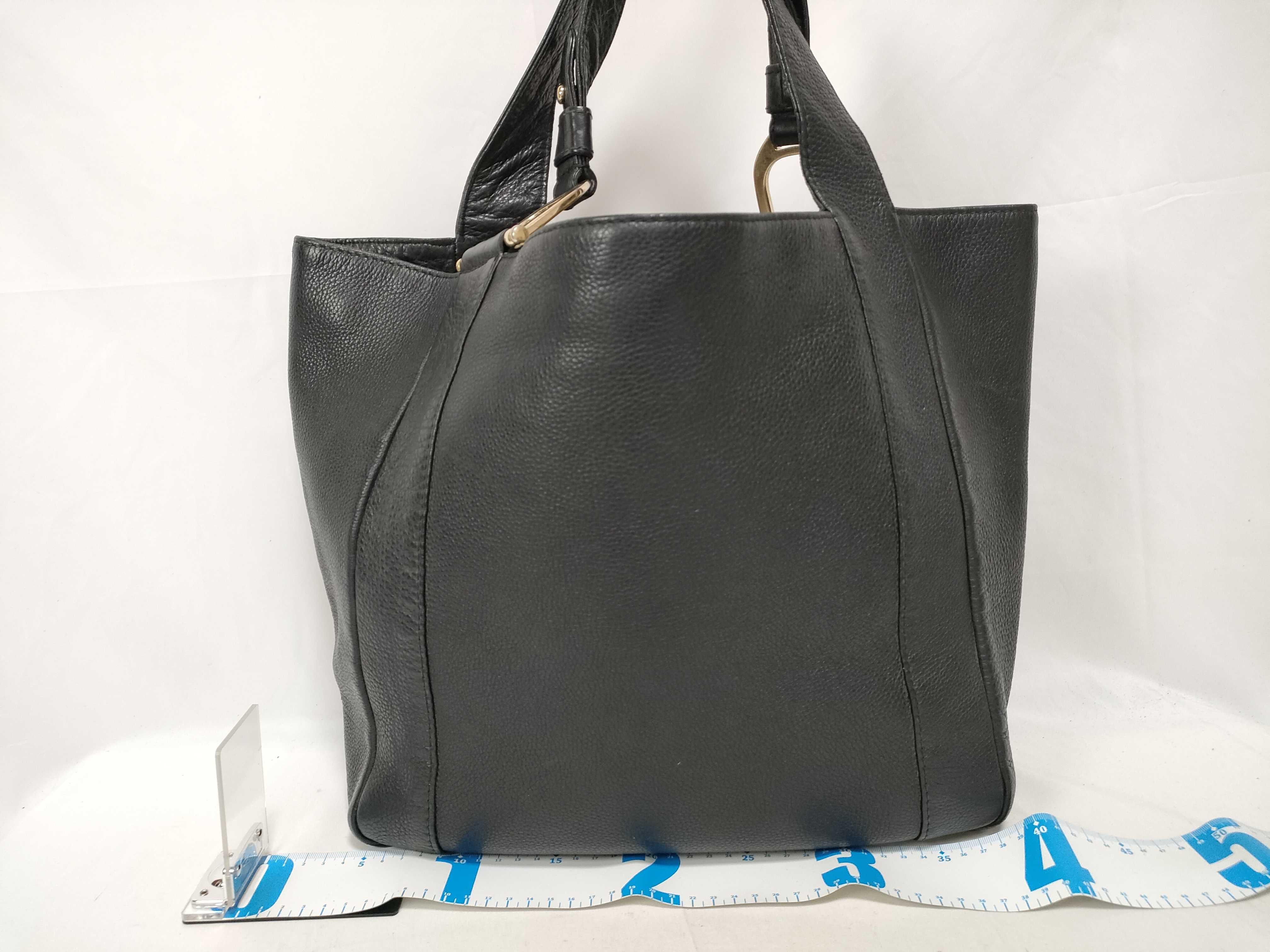 Black Leather Tote Bag — view 2