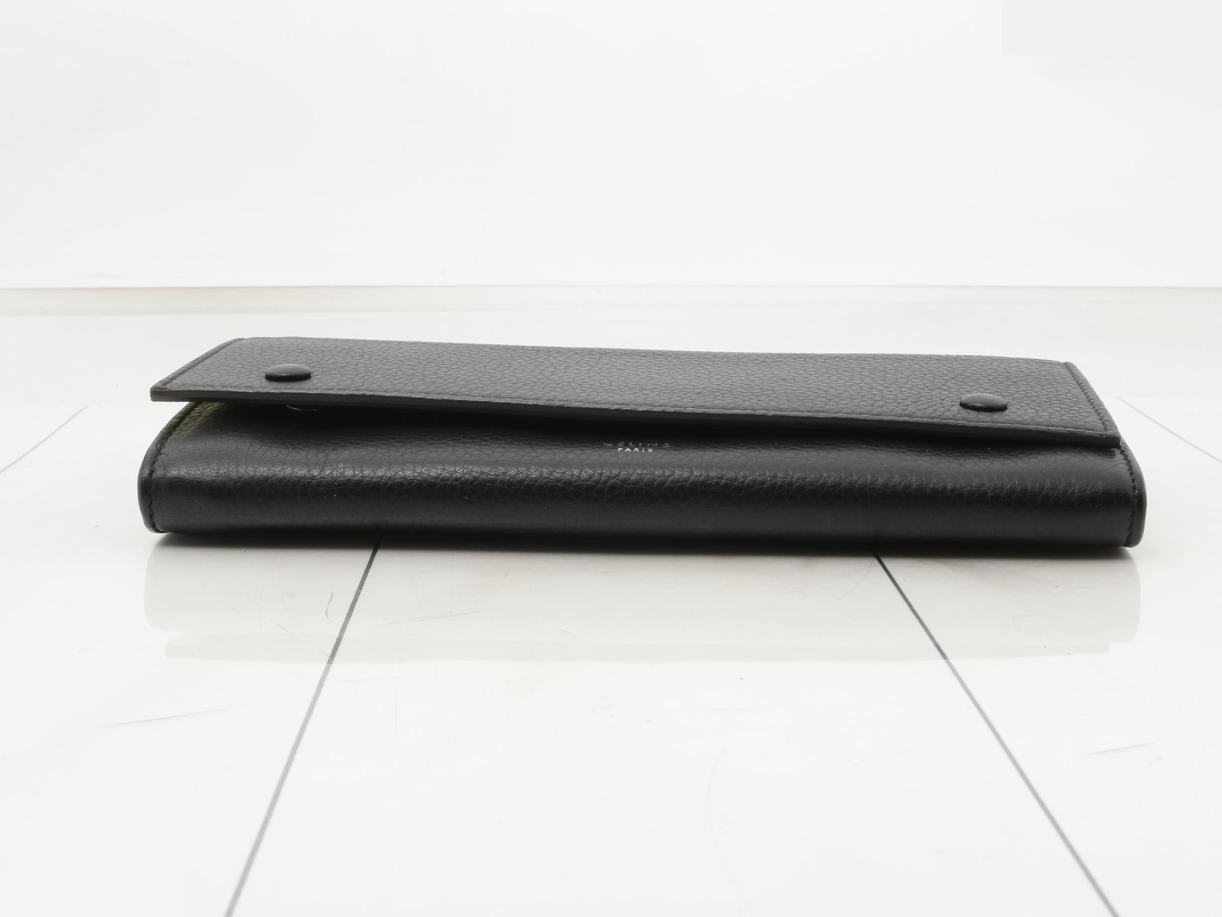 Long wallet, black leather / yellow leather — view 3