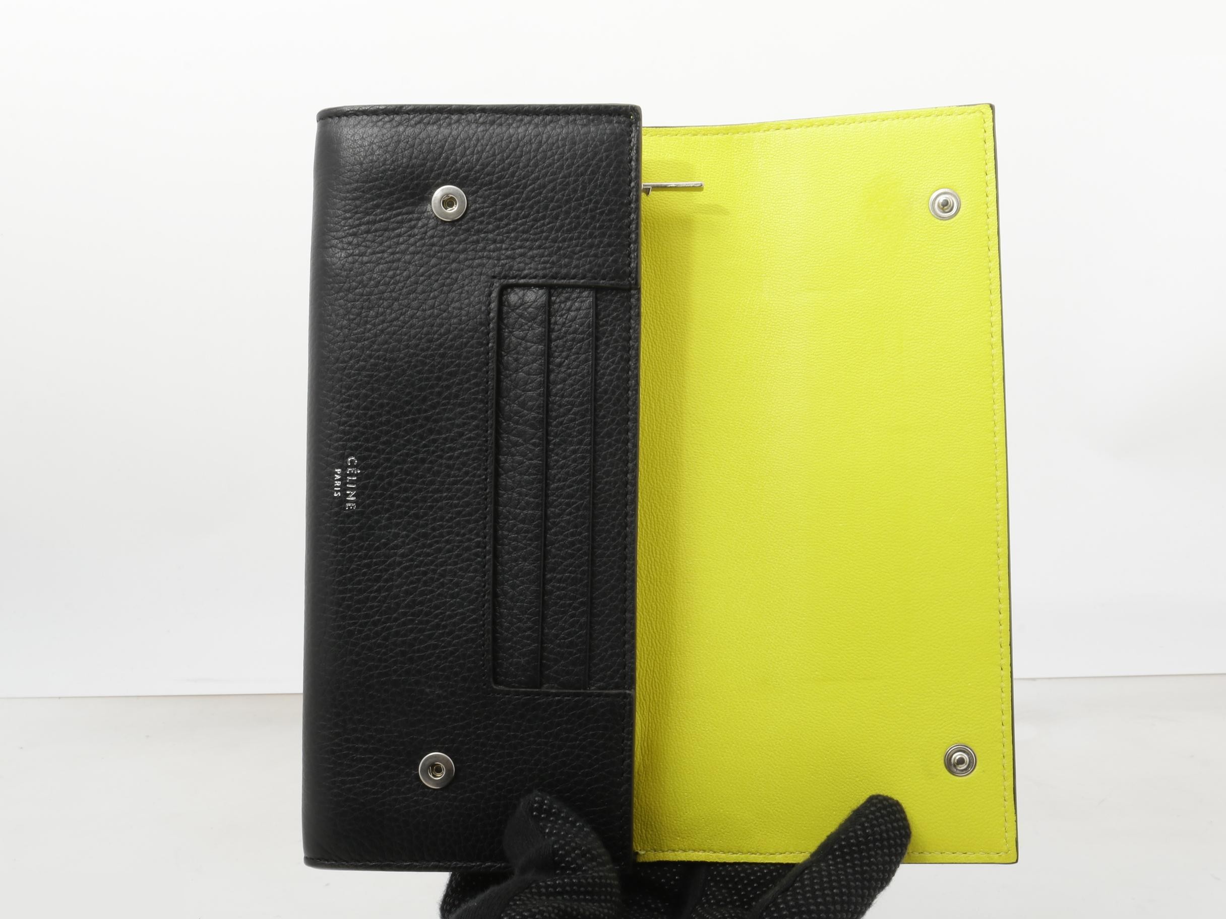 Long wallet, black leather / yellow leather — view 4