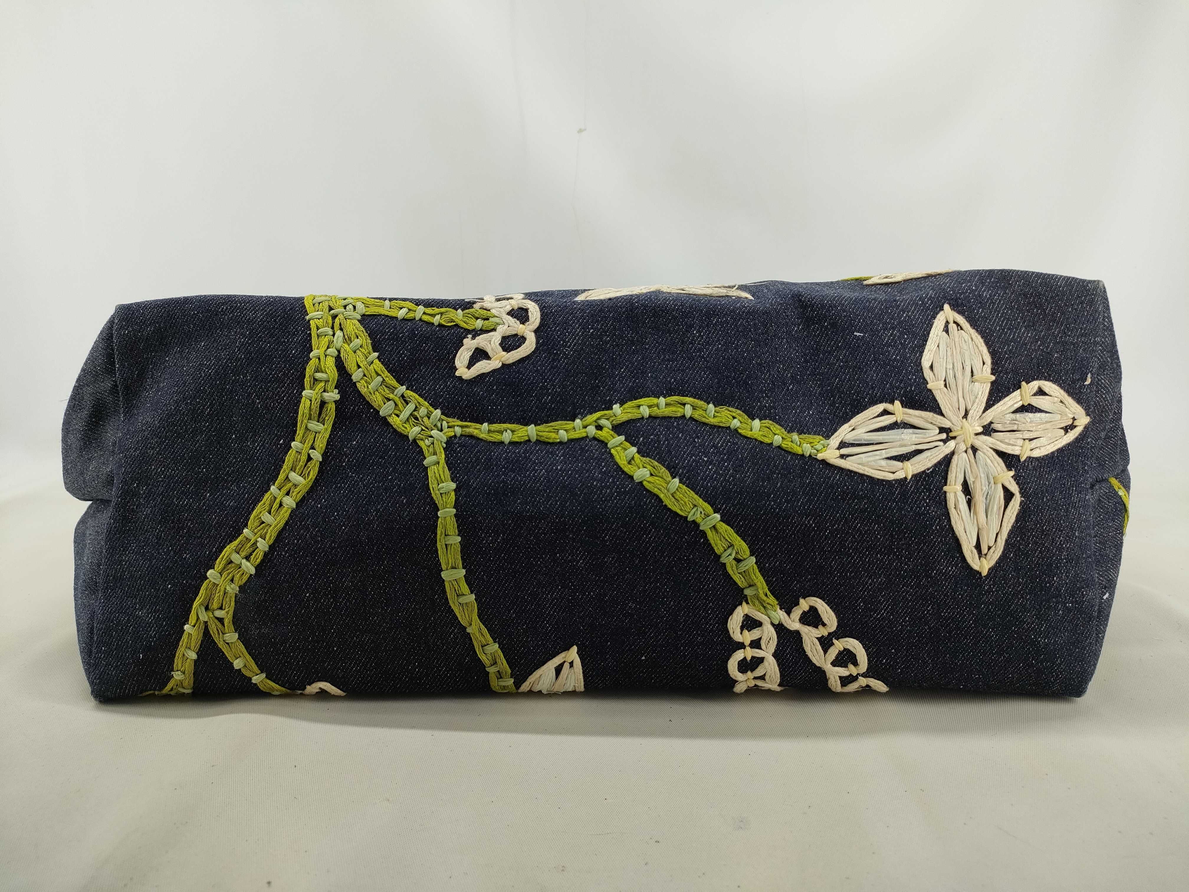 Denim Floral Embroidered Tote Bag — view 3
