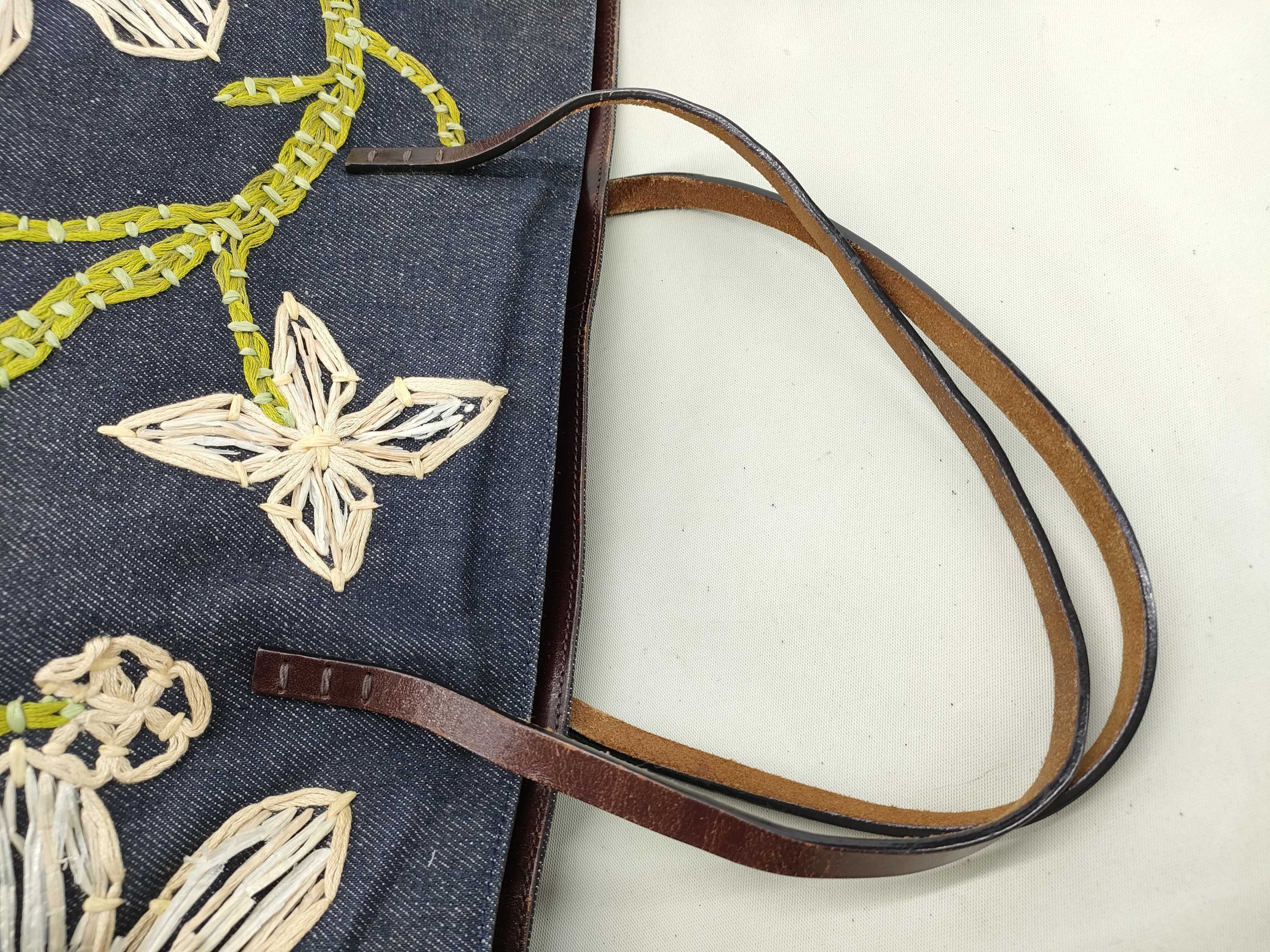 Denim Floral Embroidered Tote Bag — view 5