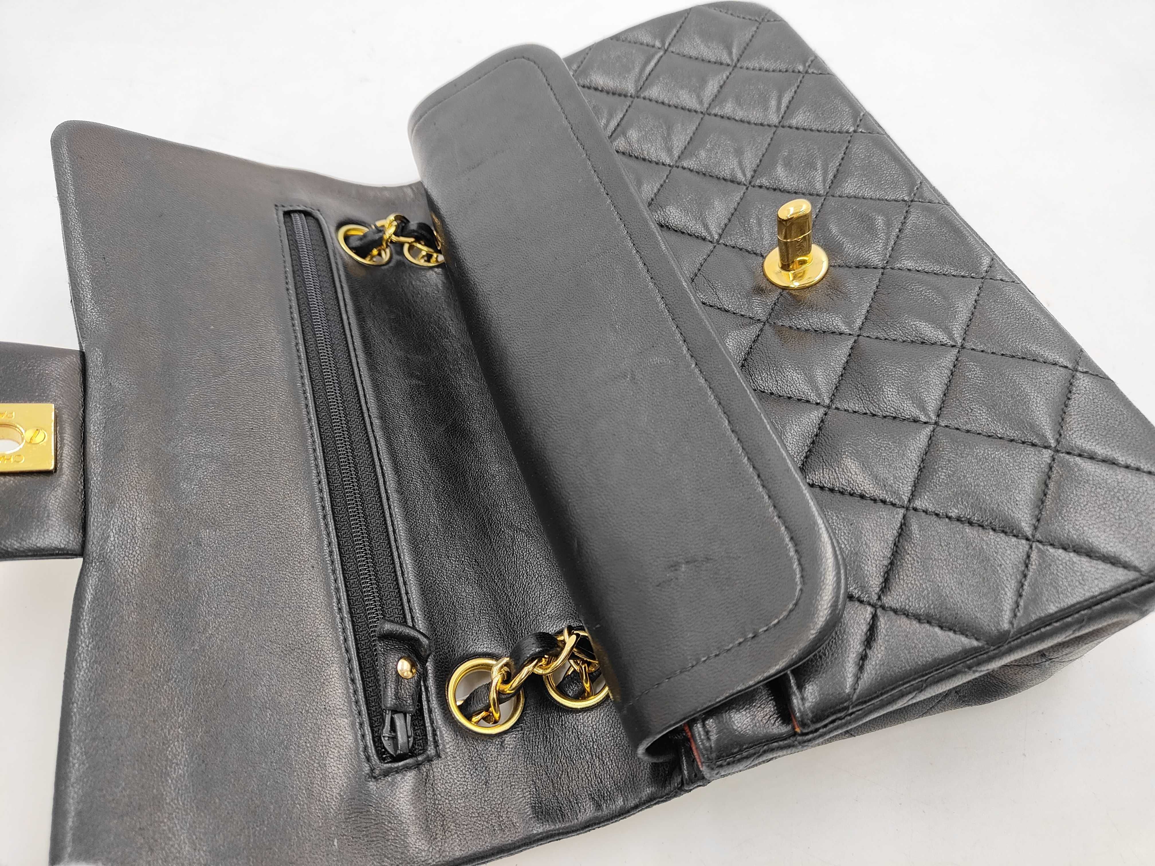 Lambskin Double Flap Chain Shoulder Bag — view 9