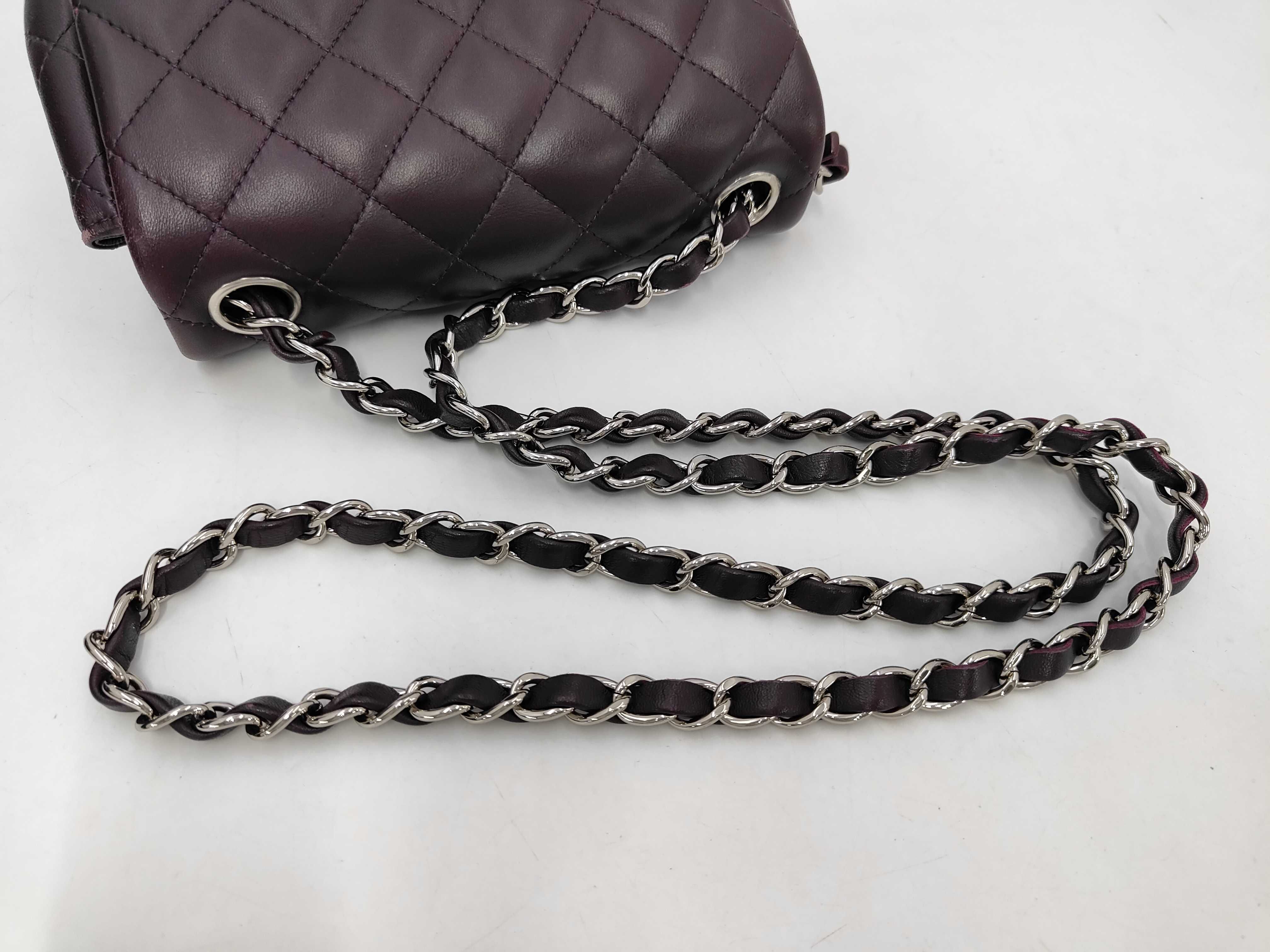 Mini Matelassé Chain Shoulder Bag, Lambskin, Purple, Silver Hardware. — view 5