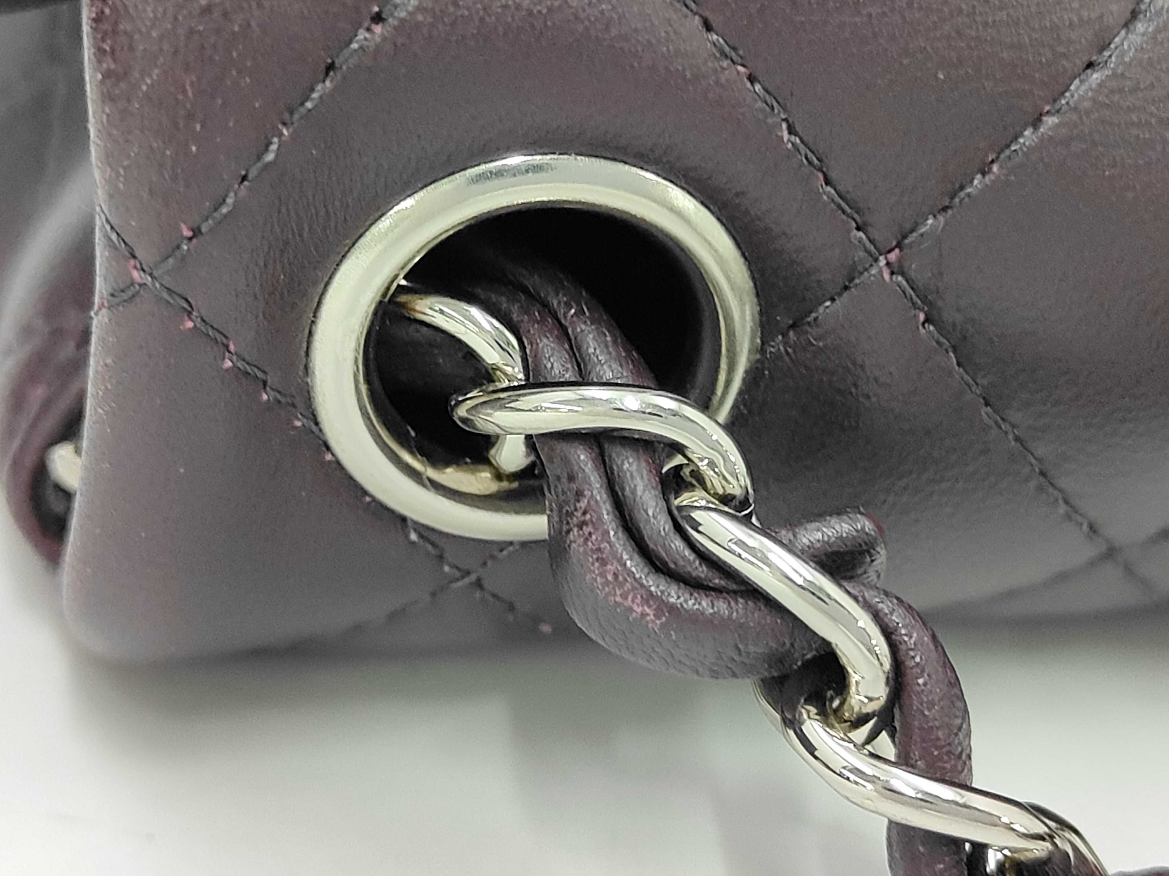 Mini Matelassé Chain Shoulder Bag, Lambskin, Purple, Silver Hardware. — view 6