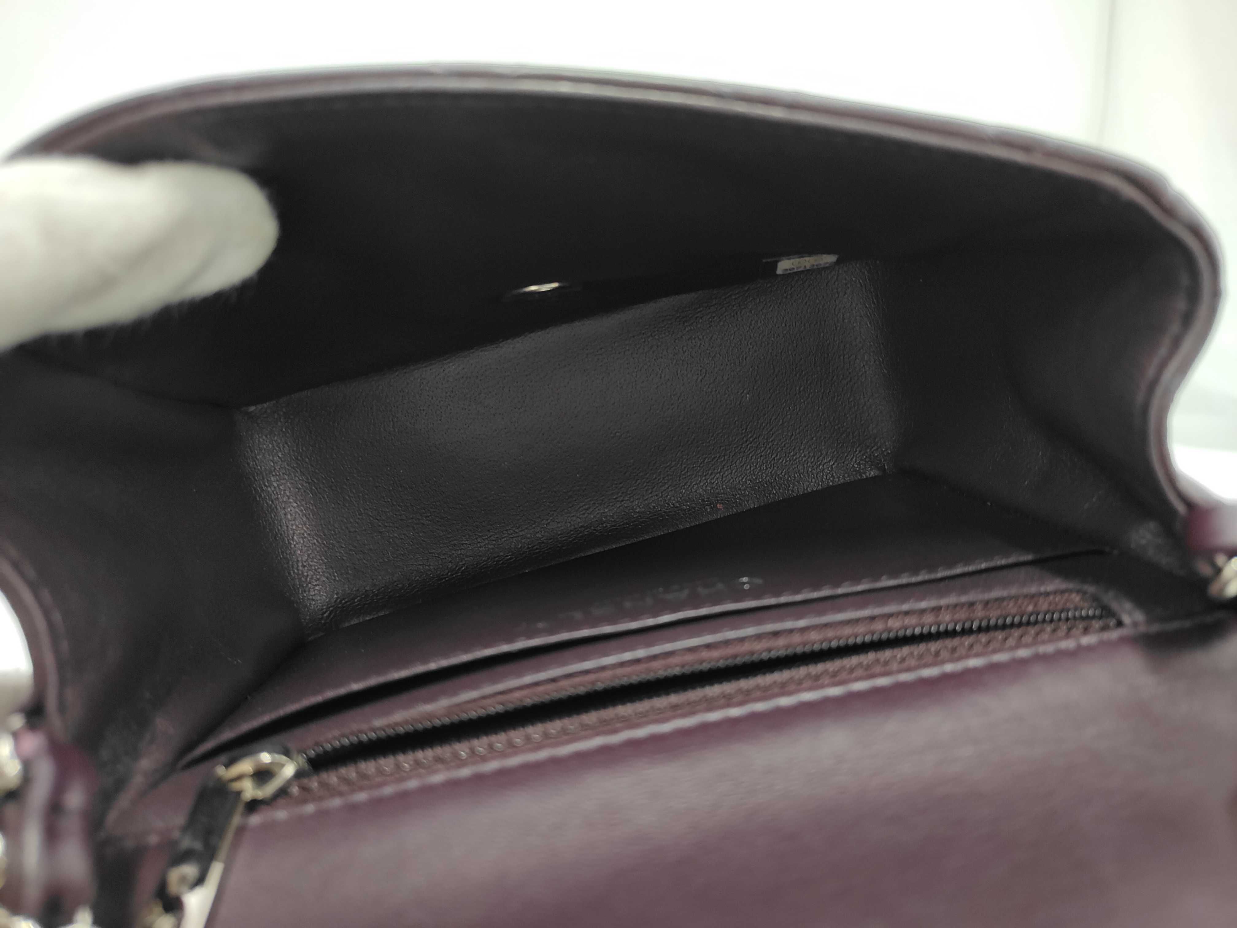 Mini Matelassé Chain Shoulder Bag, Lambskin, Purple, Silver Hardware. — view 7