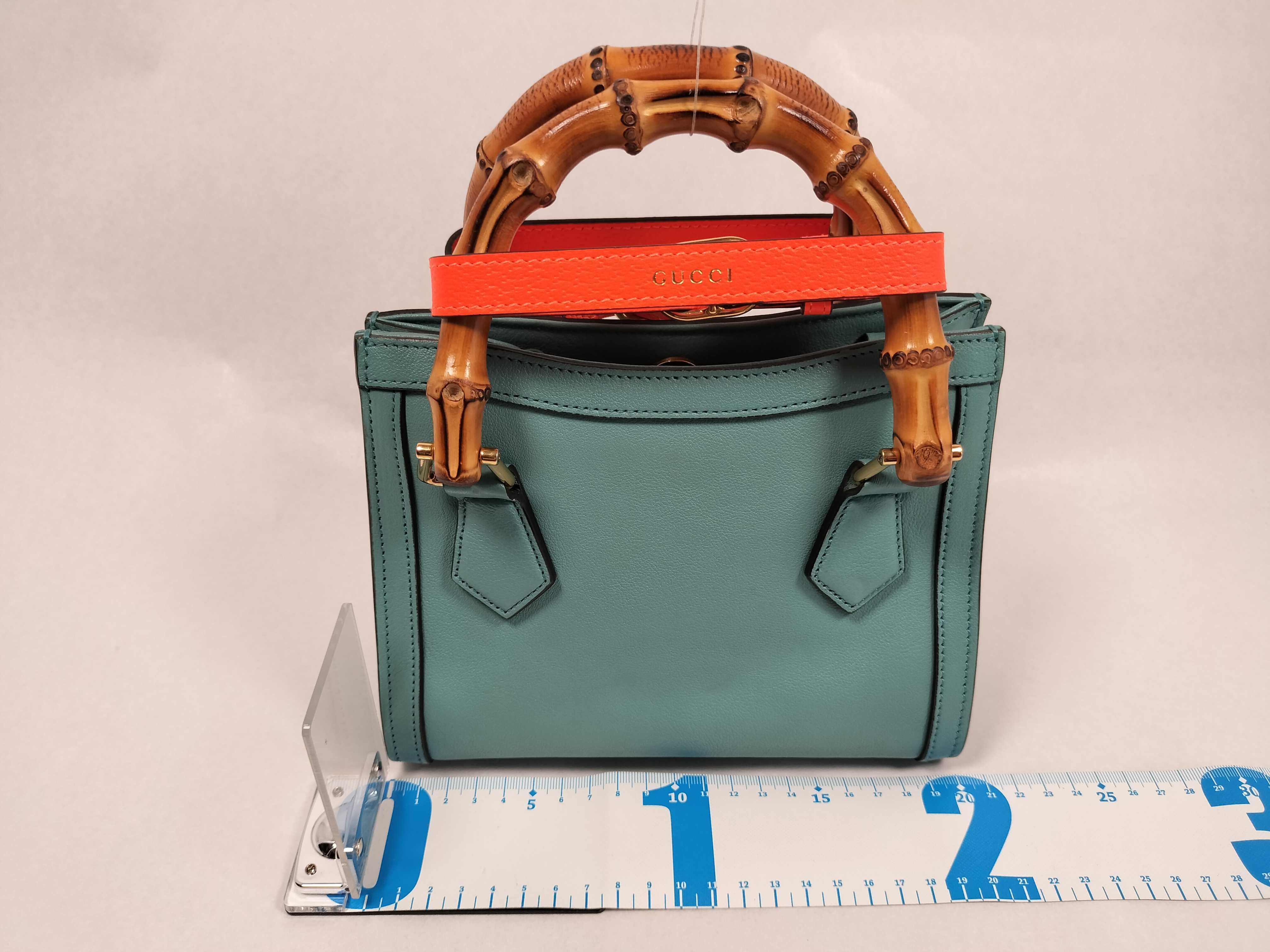 Bamboo Mini Tote Bag, 2-way, 655661, Blue Leather Tote Bag — view 2