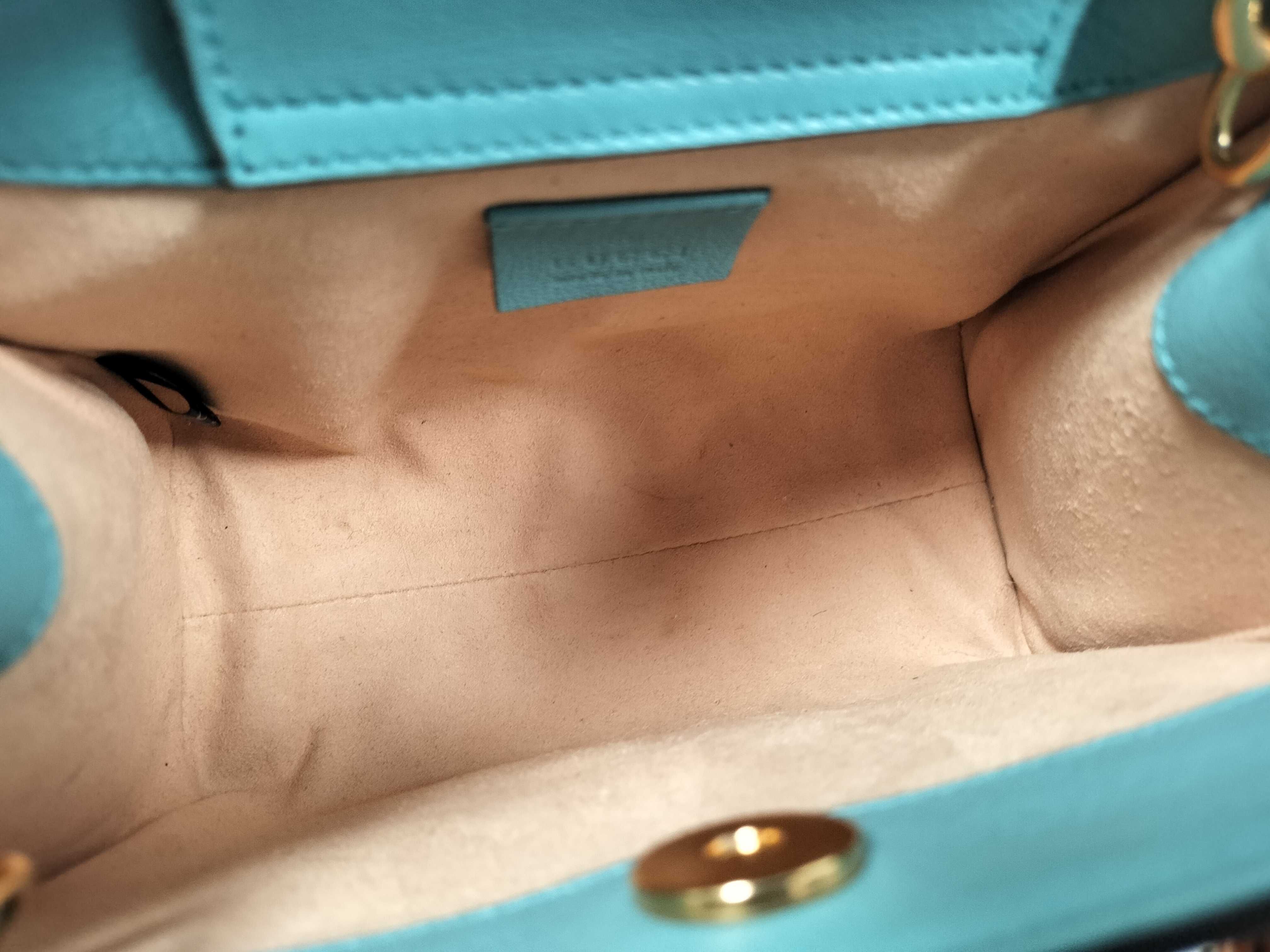 Bamboo Mini Tote Bag, 2-way, 655661, Blue Leather Tote Bag — view 9
