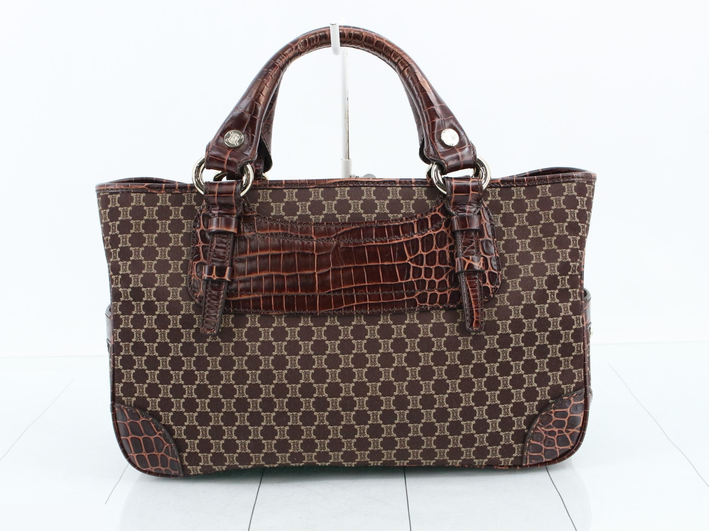 Boogie Bag Macadam Crocodile Embossed Handbag, Brown — view 2
