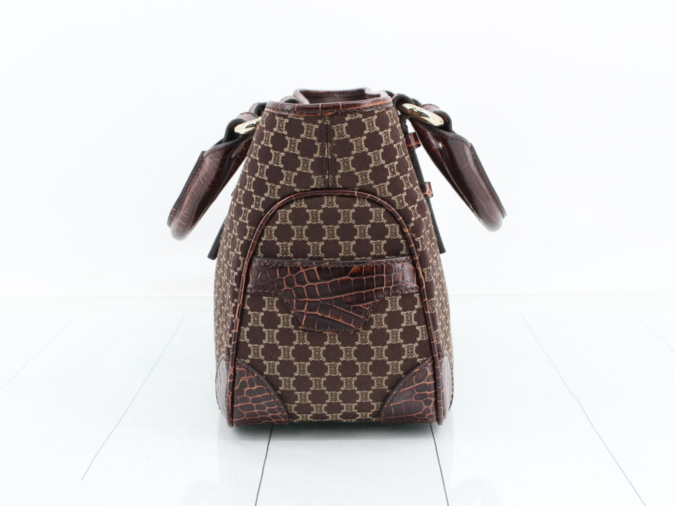 Boogie Bag Macadam Crocodile Embossed Handbag, Brown — view 3