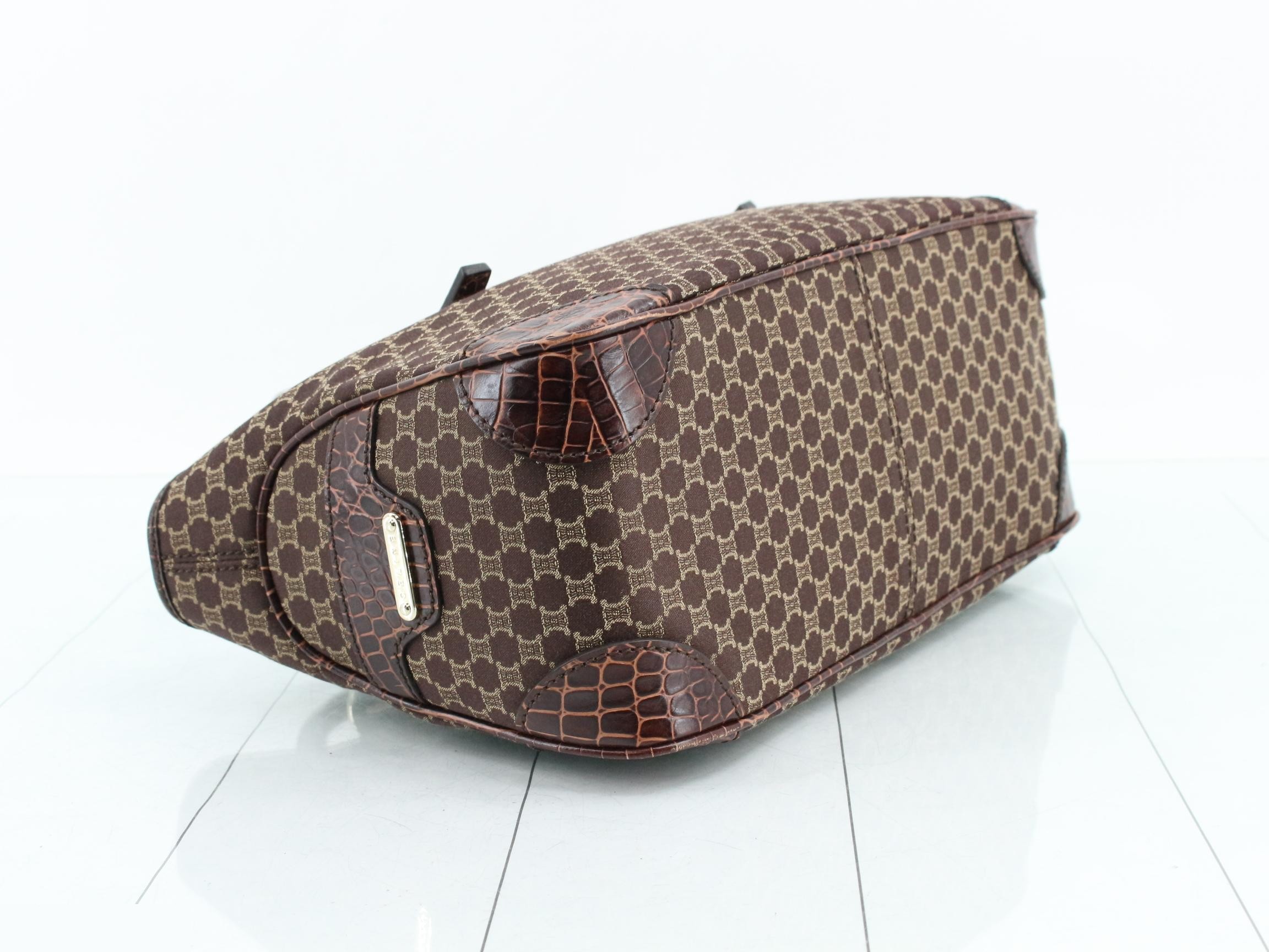 Boogie Bag Macadam Crocodile Embossed Handbag, Brown — view 5