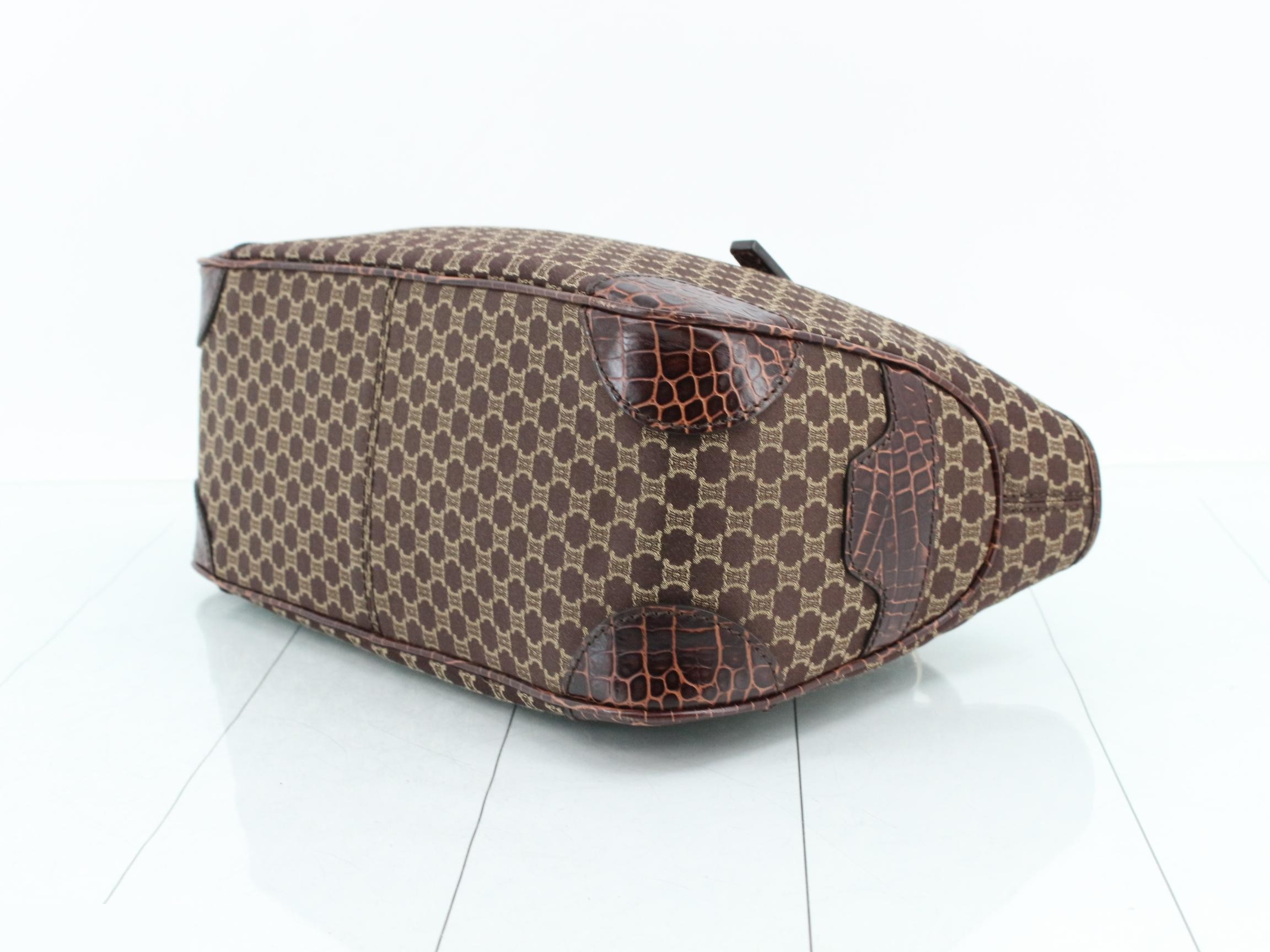 Boogie Bag Macadam Crocodile Embossed Handbag, Brown — view 6