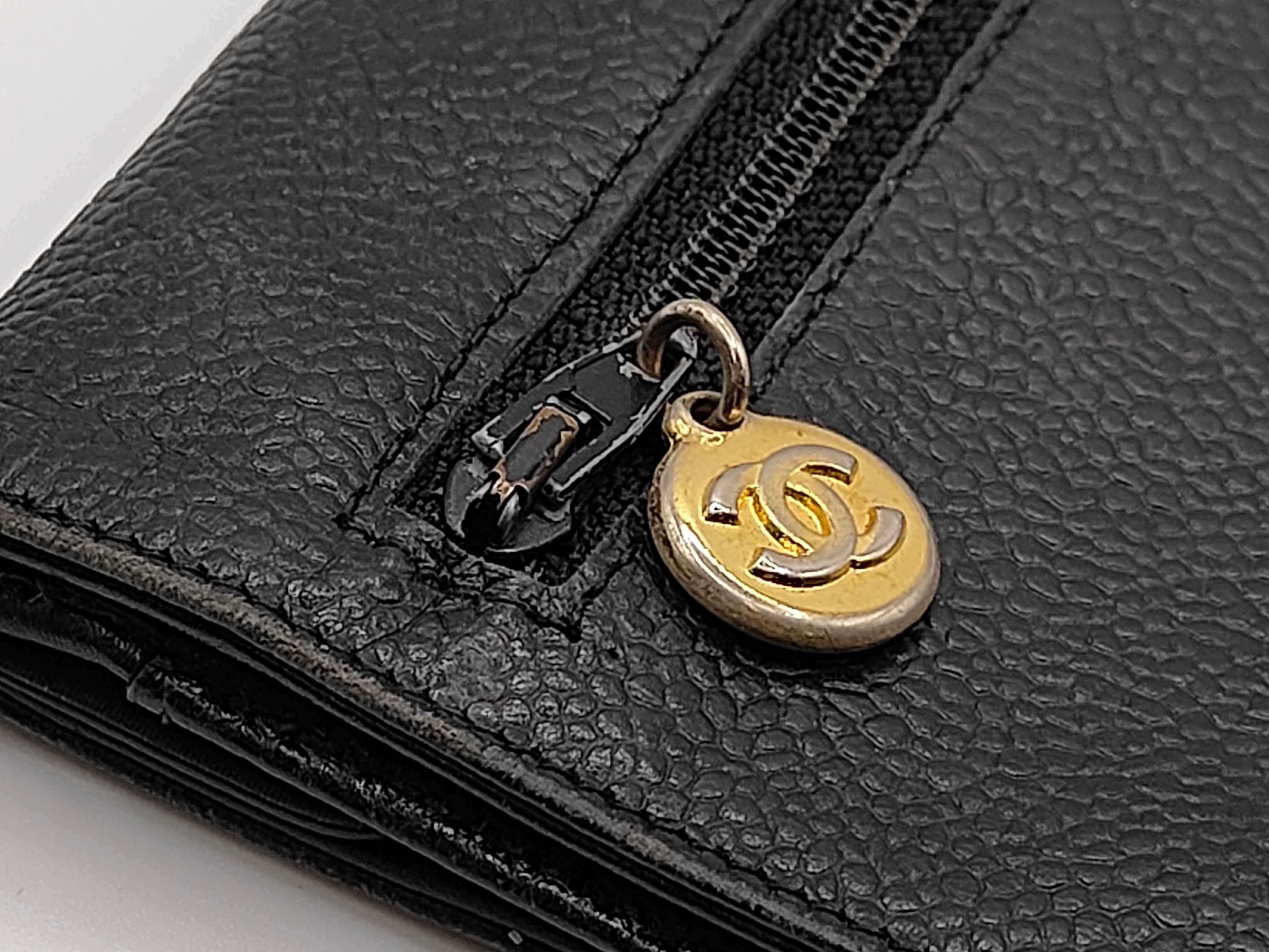 Caviar Skin Coco Long Wallet, Black — view 12
