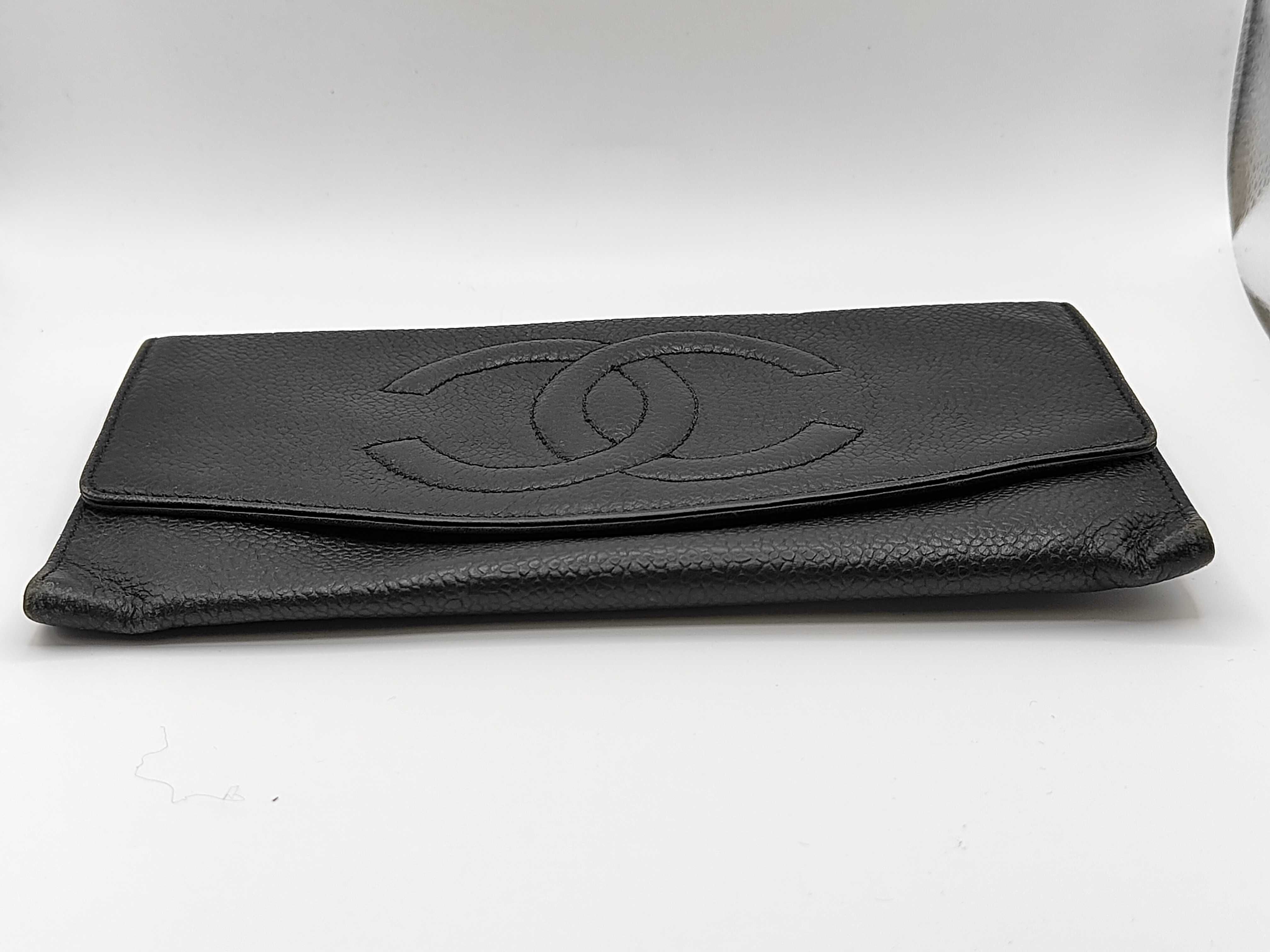 Caviar Skin Coco Long Wallet, Black — view 3