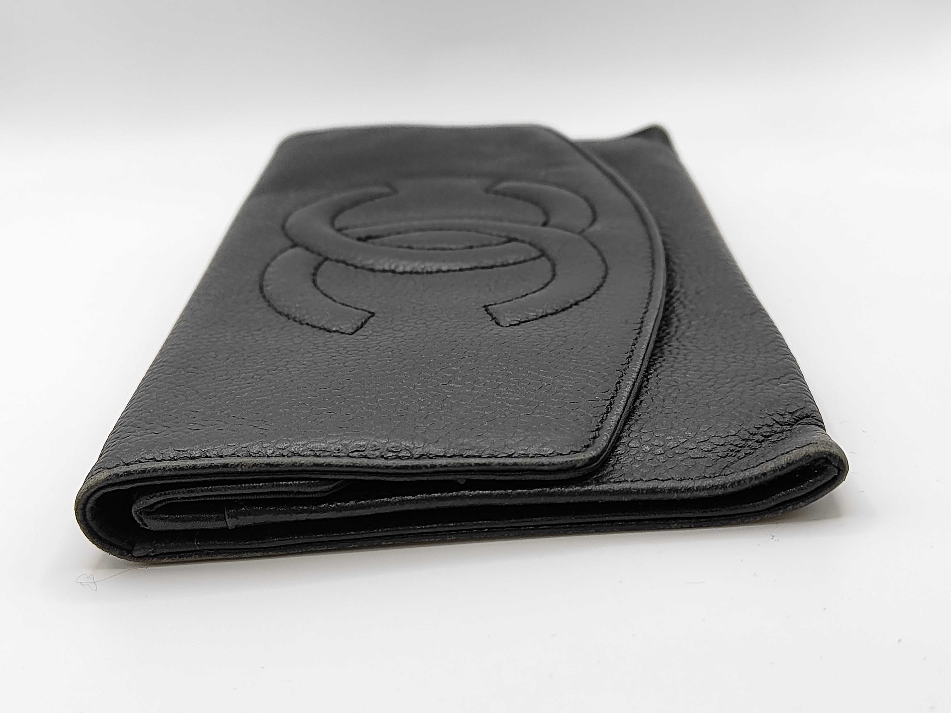 Caviar Skin Coco Long Wallet, Black — view 5