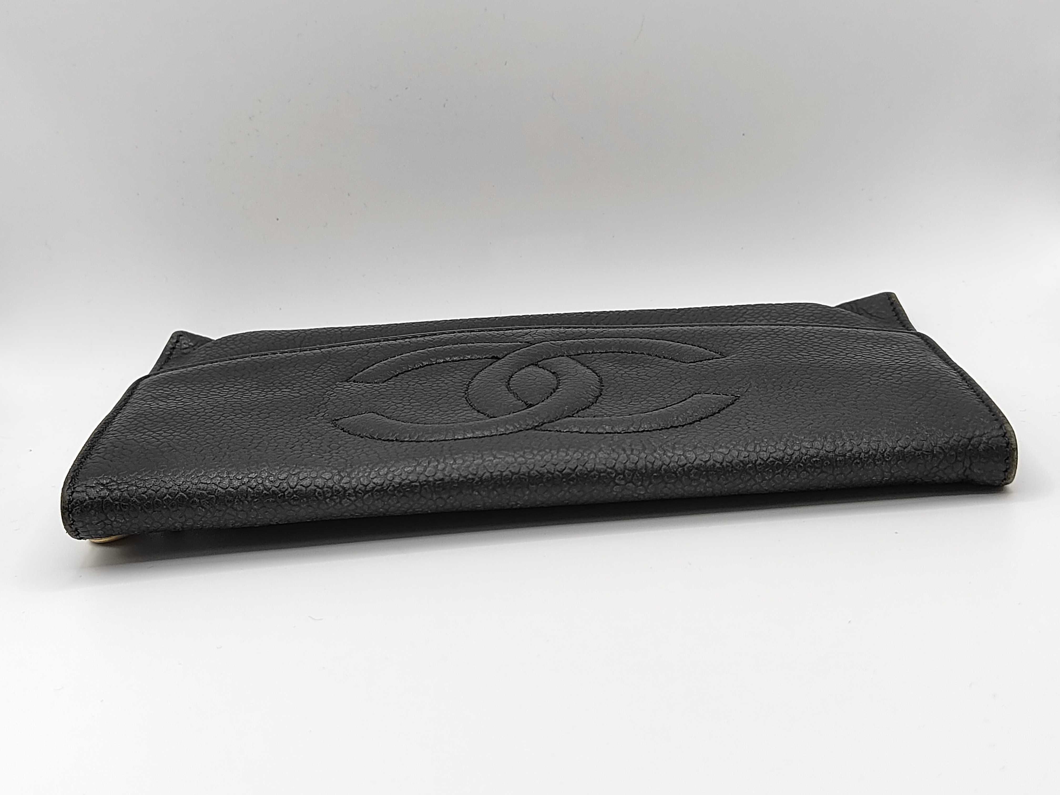 Caviar Skin Coco Long Wallet, Black — view 6