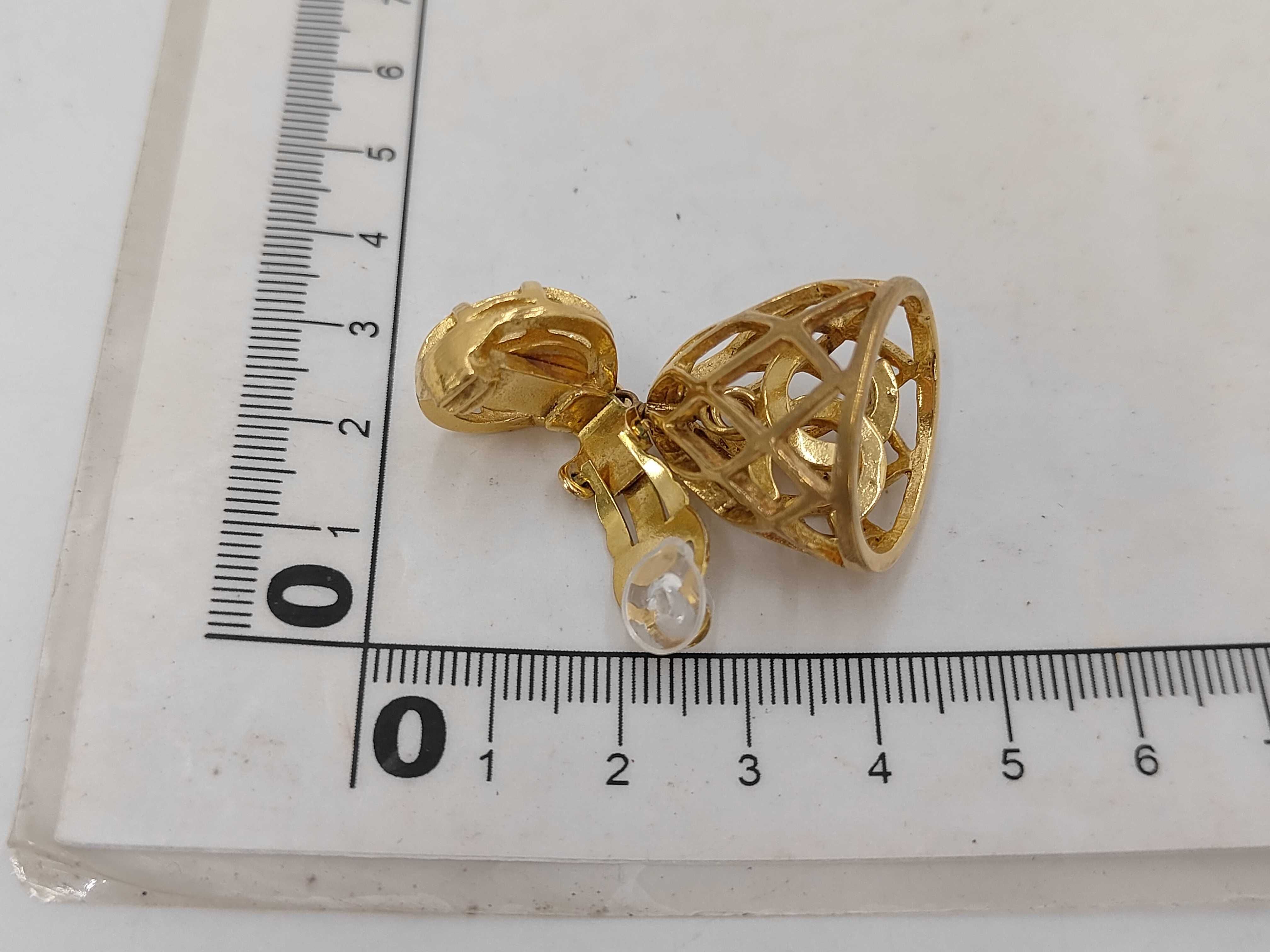 Coco Mark Birdcage Motif Gold Earrings — view 2