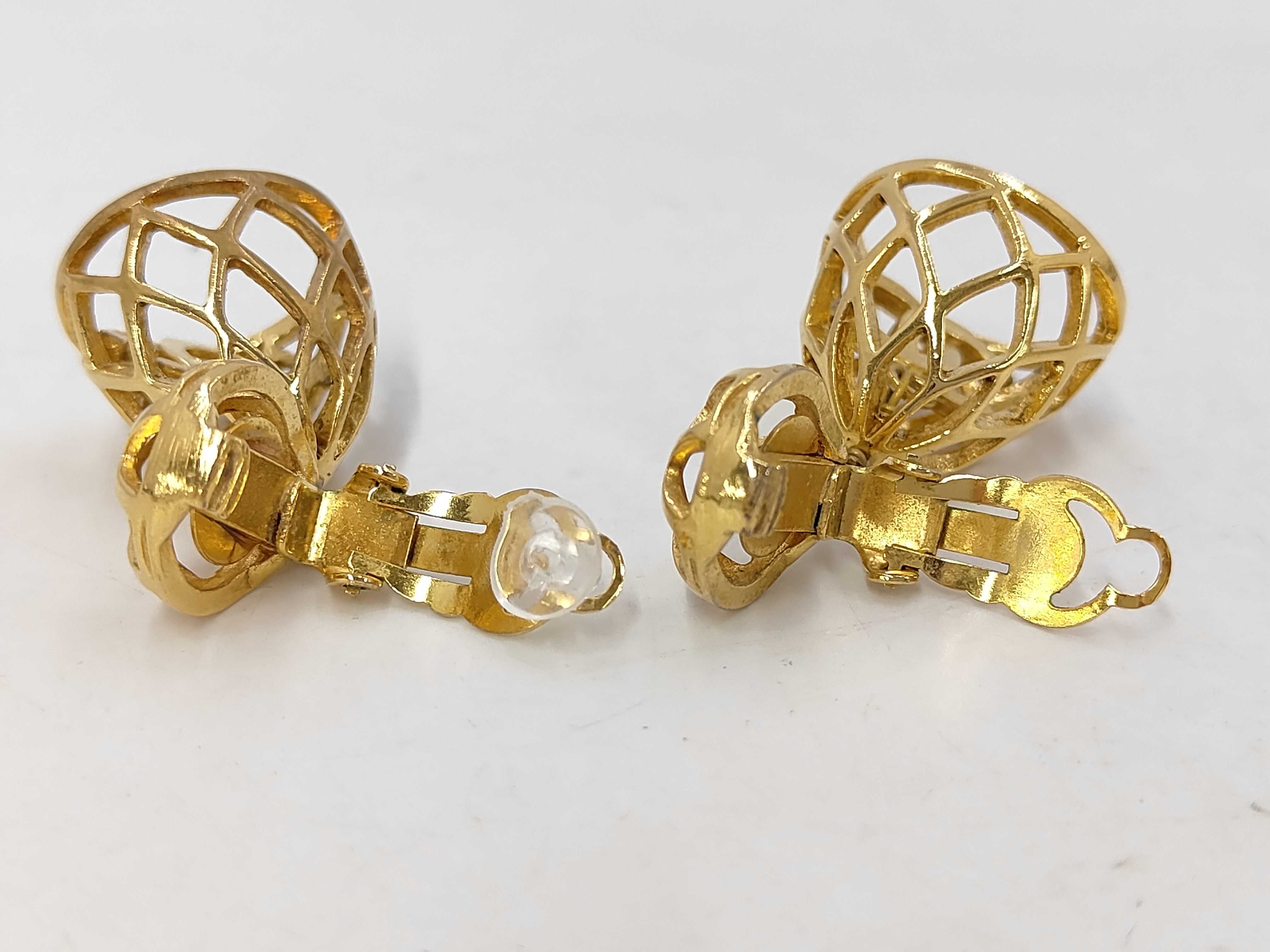 Coco Mark Birdcage Motif Gold Earrings — view 3