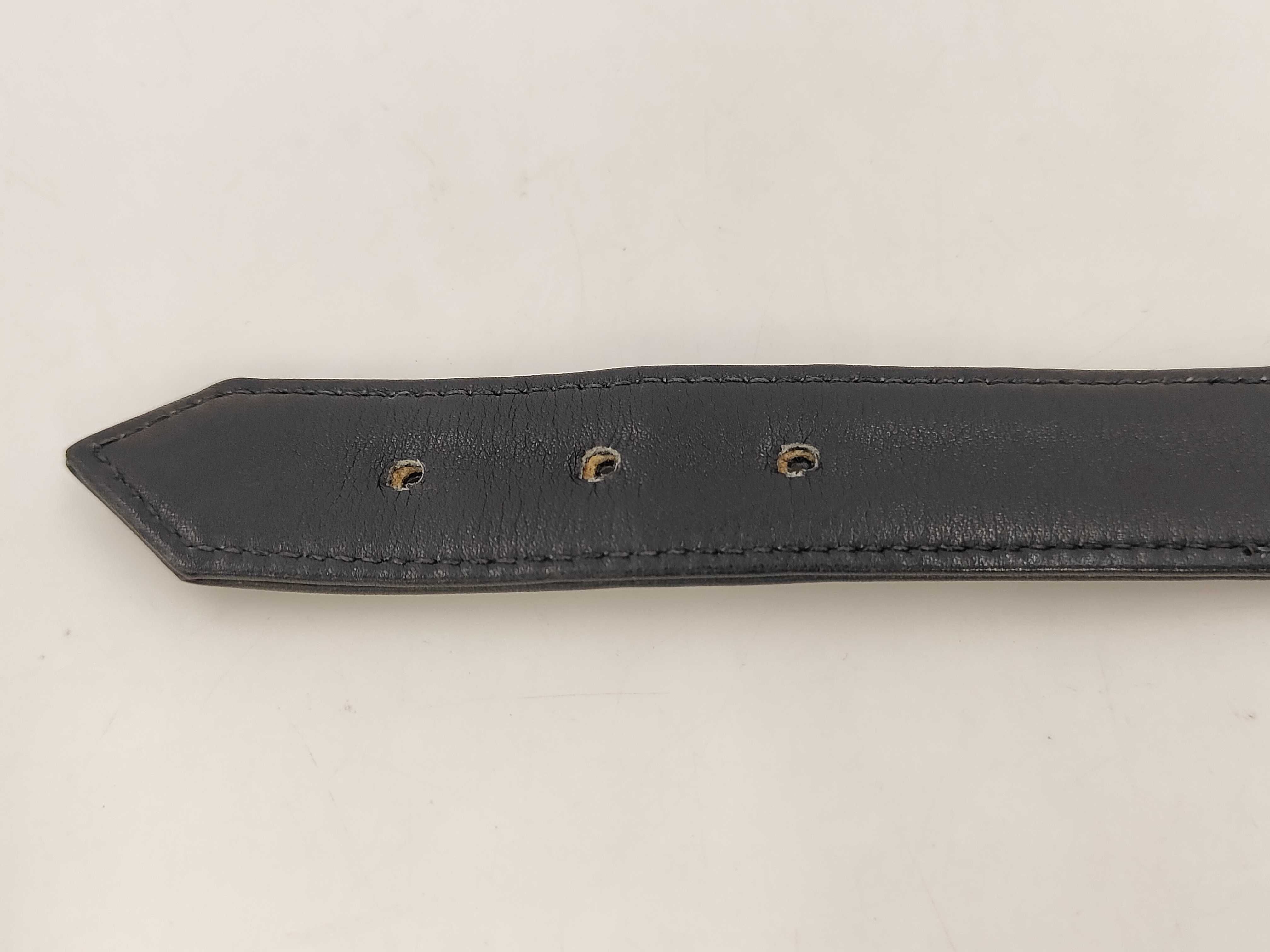 Chain belt with plate charm Leather black x gold color ♯70/28 belt — view 5