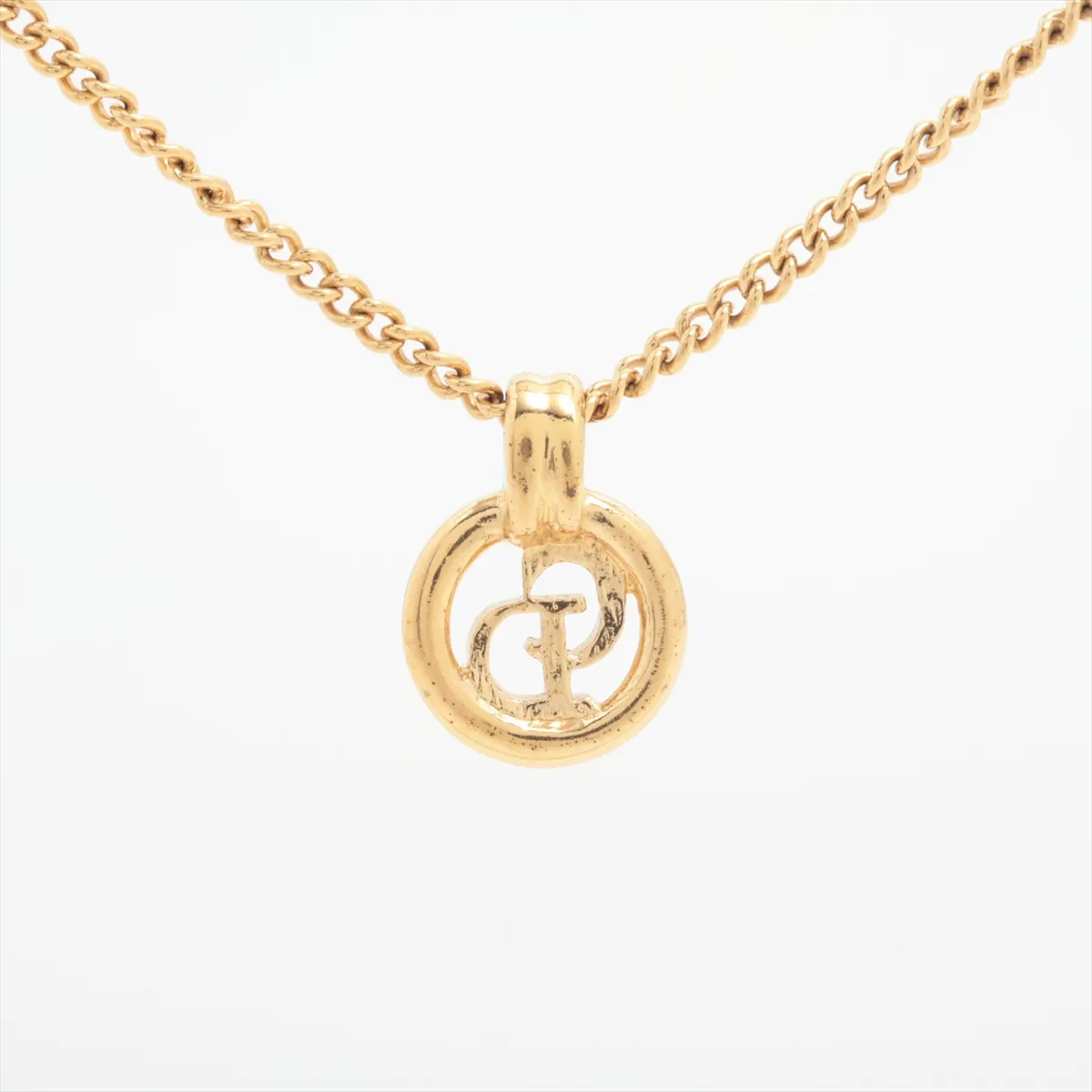 CD logo necklace, GP gold. Shows signs of wear, — view 2