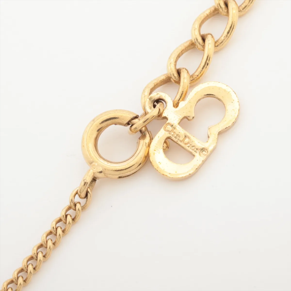 CD logo necklace, GP gold. Shows signs of wear, — view 4