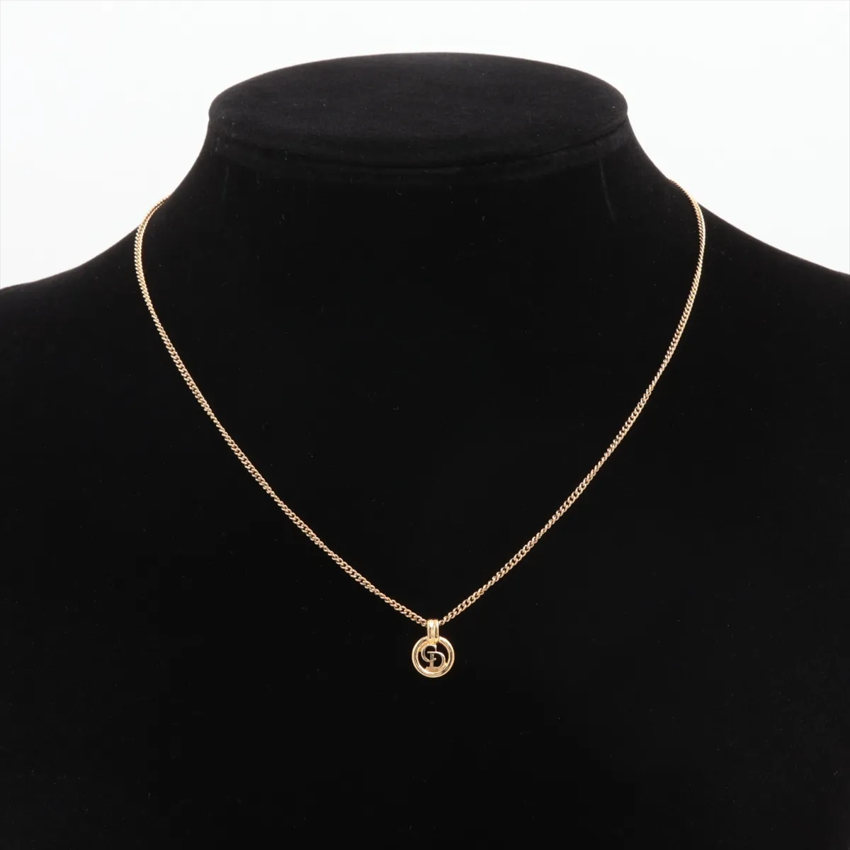 CD logo necklace, GP gold. Shows signs of wear, — view 5