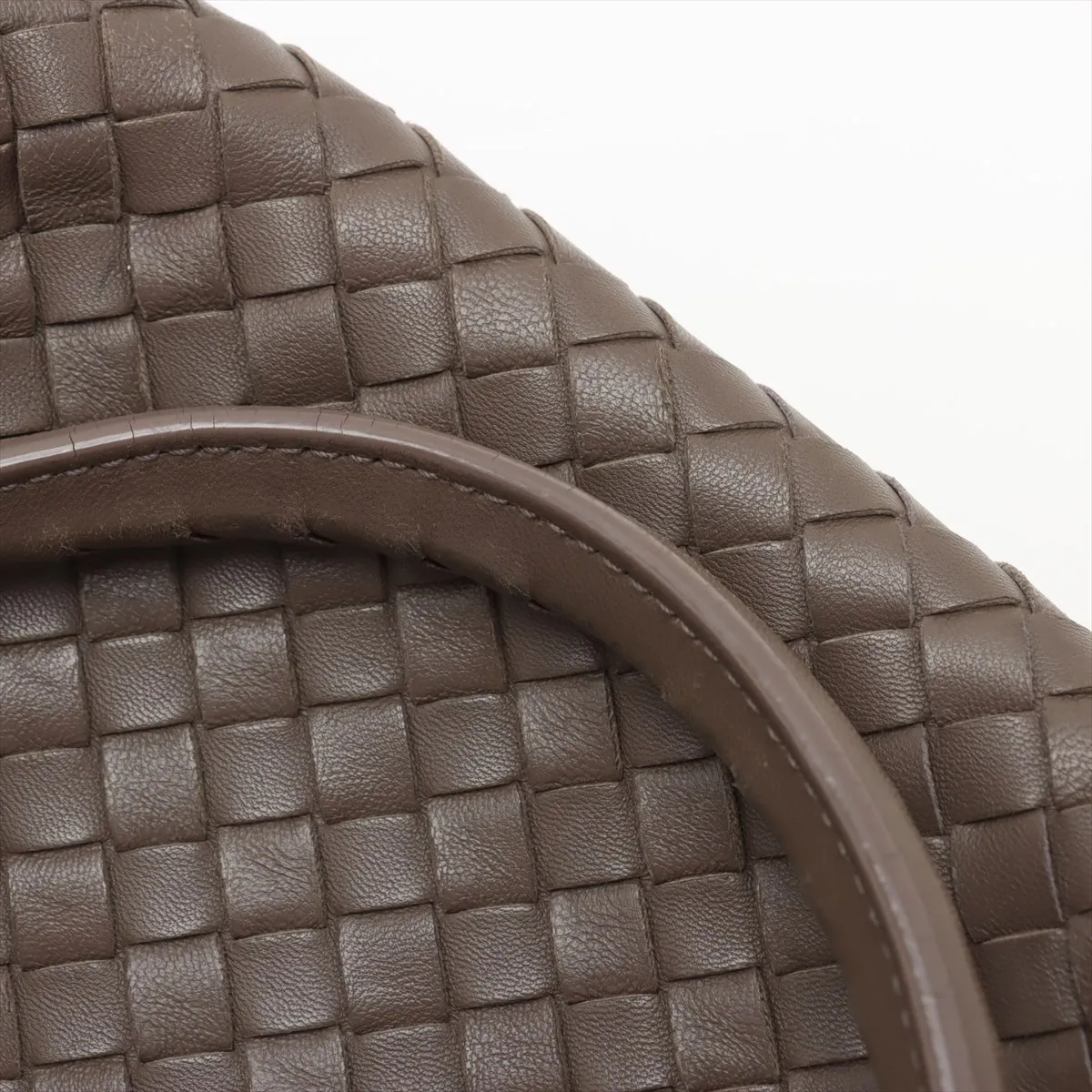 Intrecciato Leather Handbag Greige — view 11