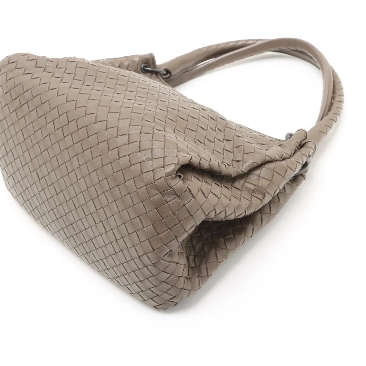 Intrecciato Leather Handbag Greige — view 3