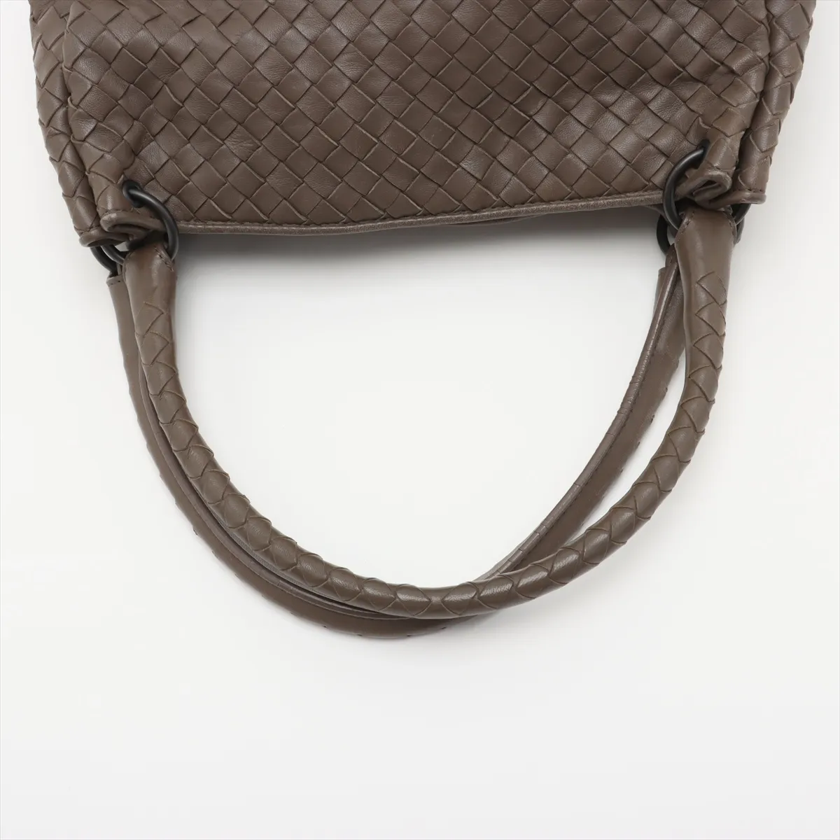 Intrecciato Leather Handbag Greige — view 5
