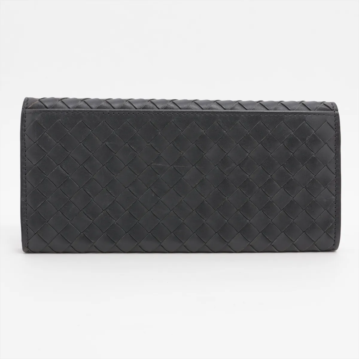 Intrecciato Leather Long Wallet Black — view 2