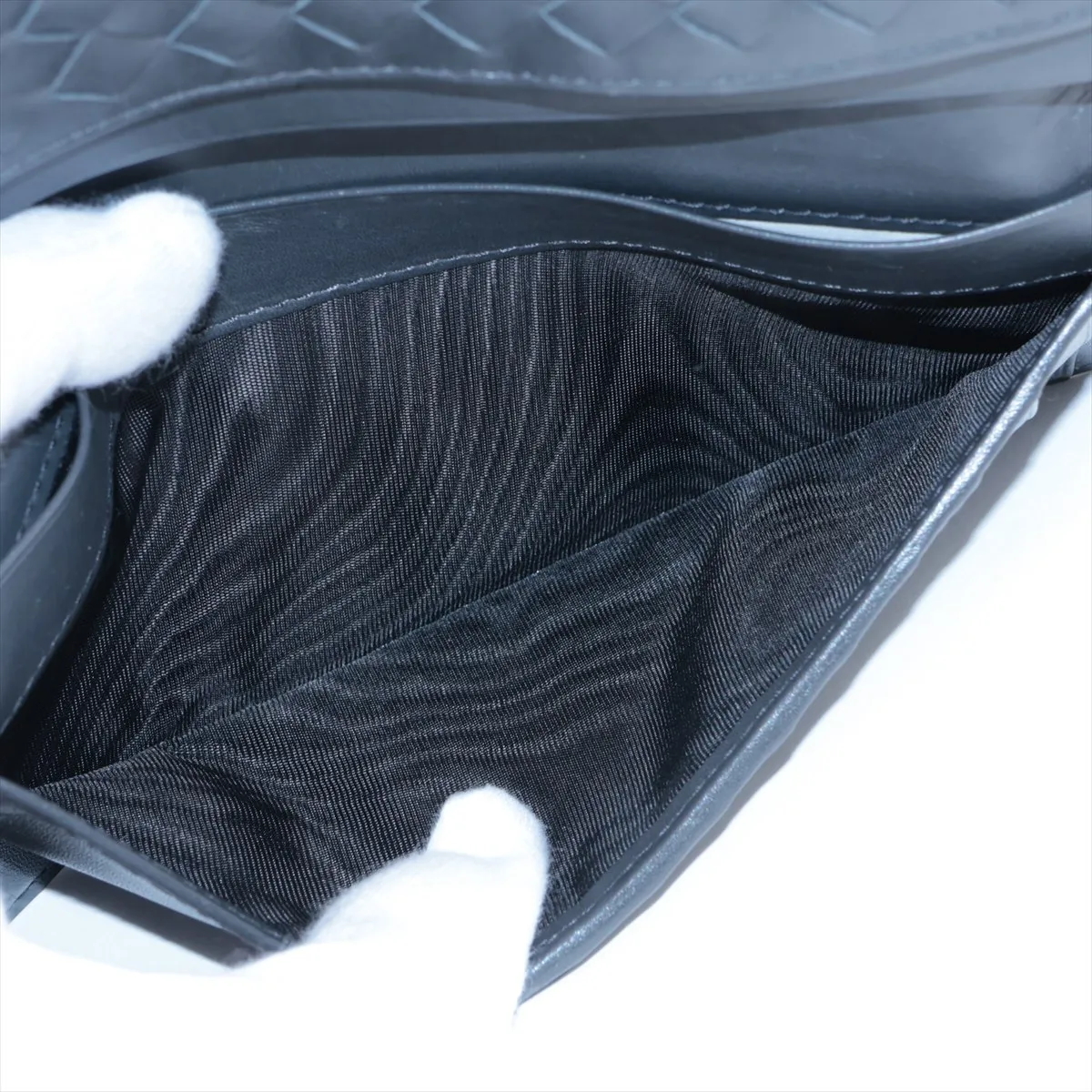 Intrecciato Leather Long Wallet Black — view 4