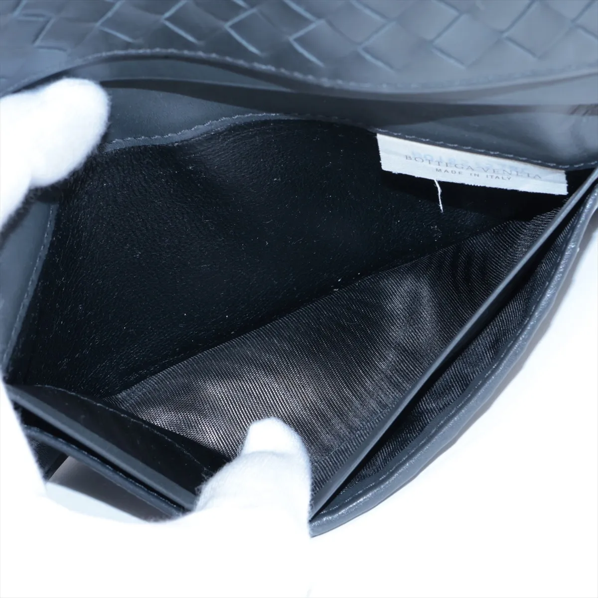 Intrecciato Leather Long Wallet Black — view 5