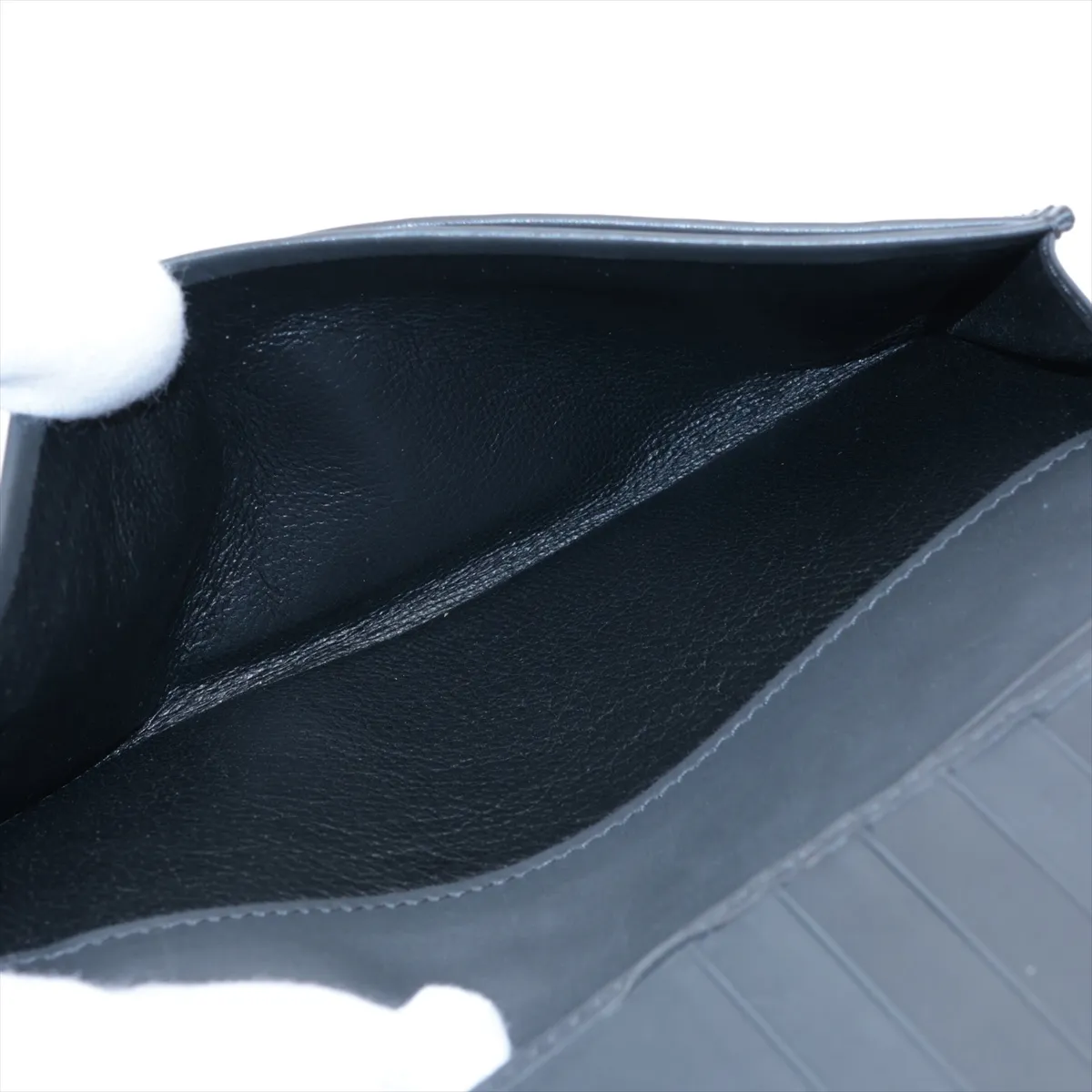 Intrecciato Leather Long Wallet Black — view 6
