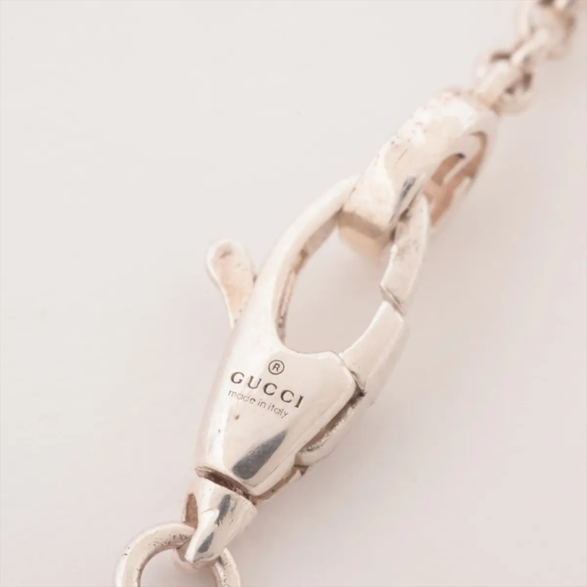 Arabesque Double G Key Necklace, 925 Sterling Silver, 6.5g, with some wear, tarnishing, and discoloration. — view 4