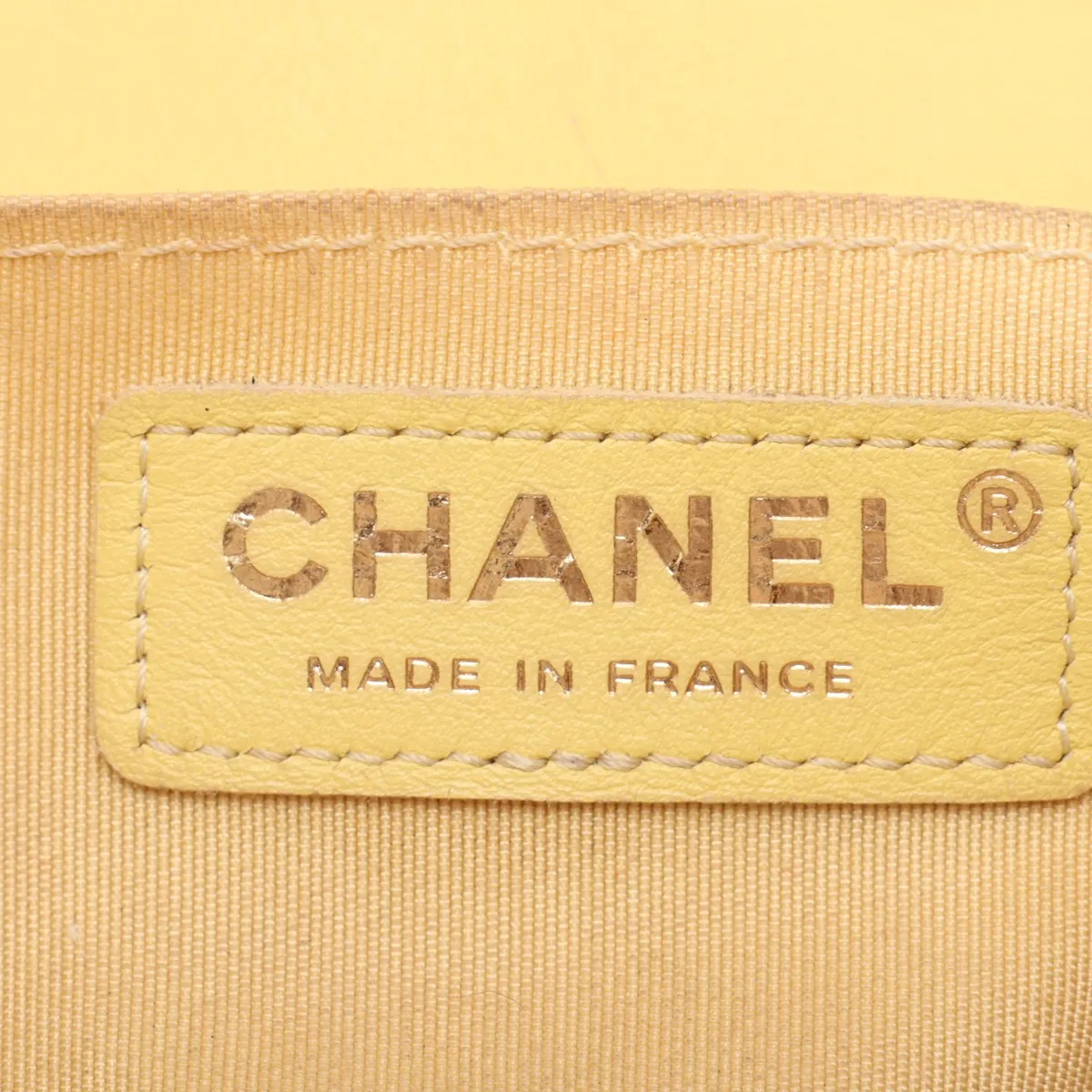 Boy Chanel 25 Lambskin Chain Shoulder Bag, Chevron V-stitch, Yellow, Gold Hardware, 25229998, Serial Number 25-series, A67086 — view 8